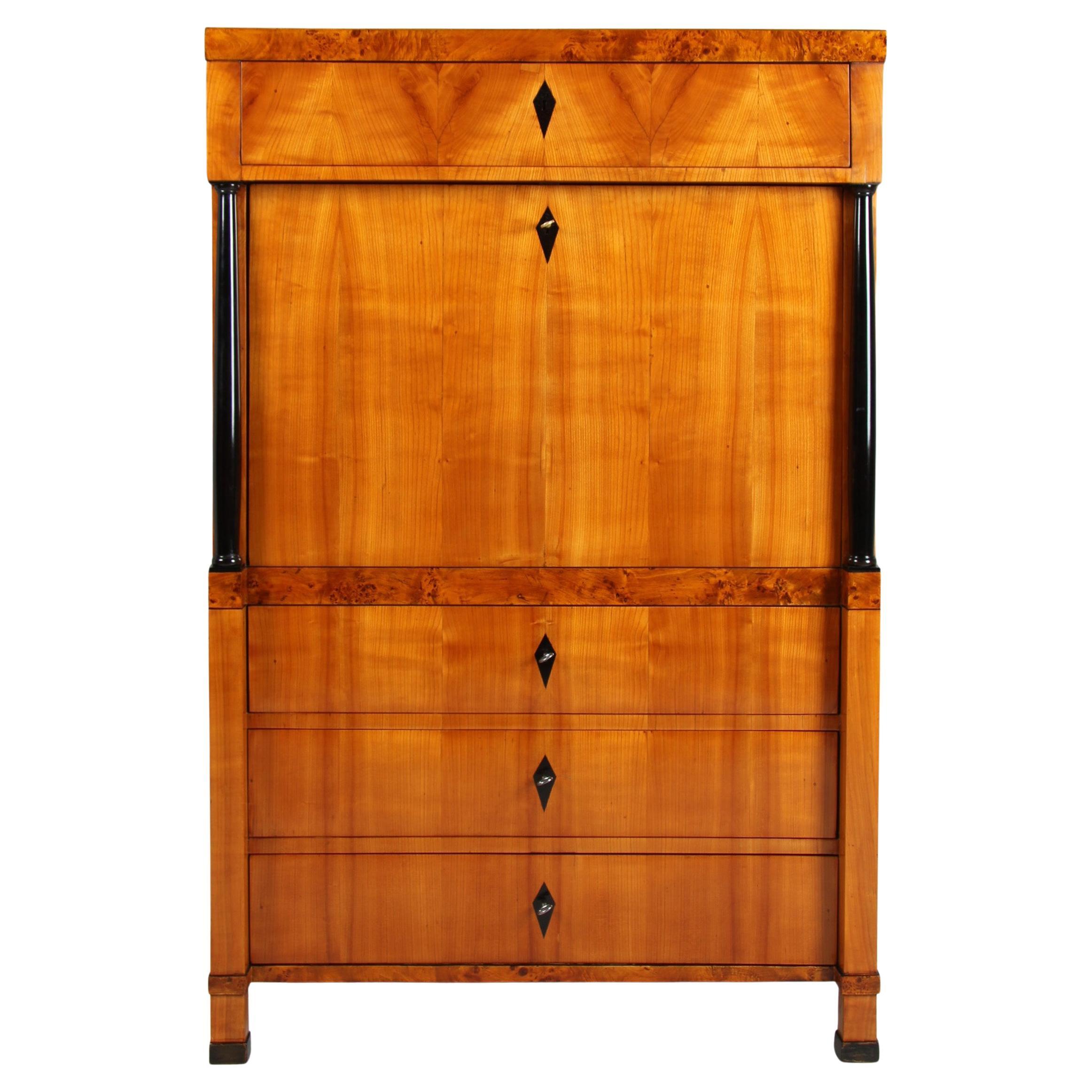 Early 19th Century Biedermeier Secretaire, Cherry, Southern Germany, dated 1822 For Sale
