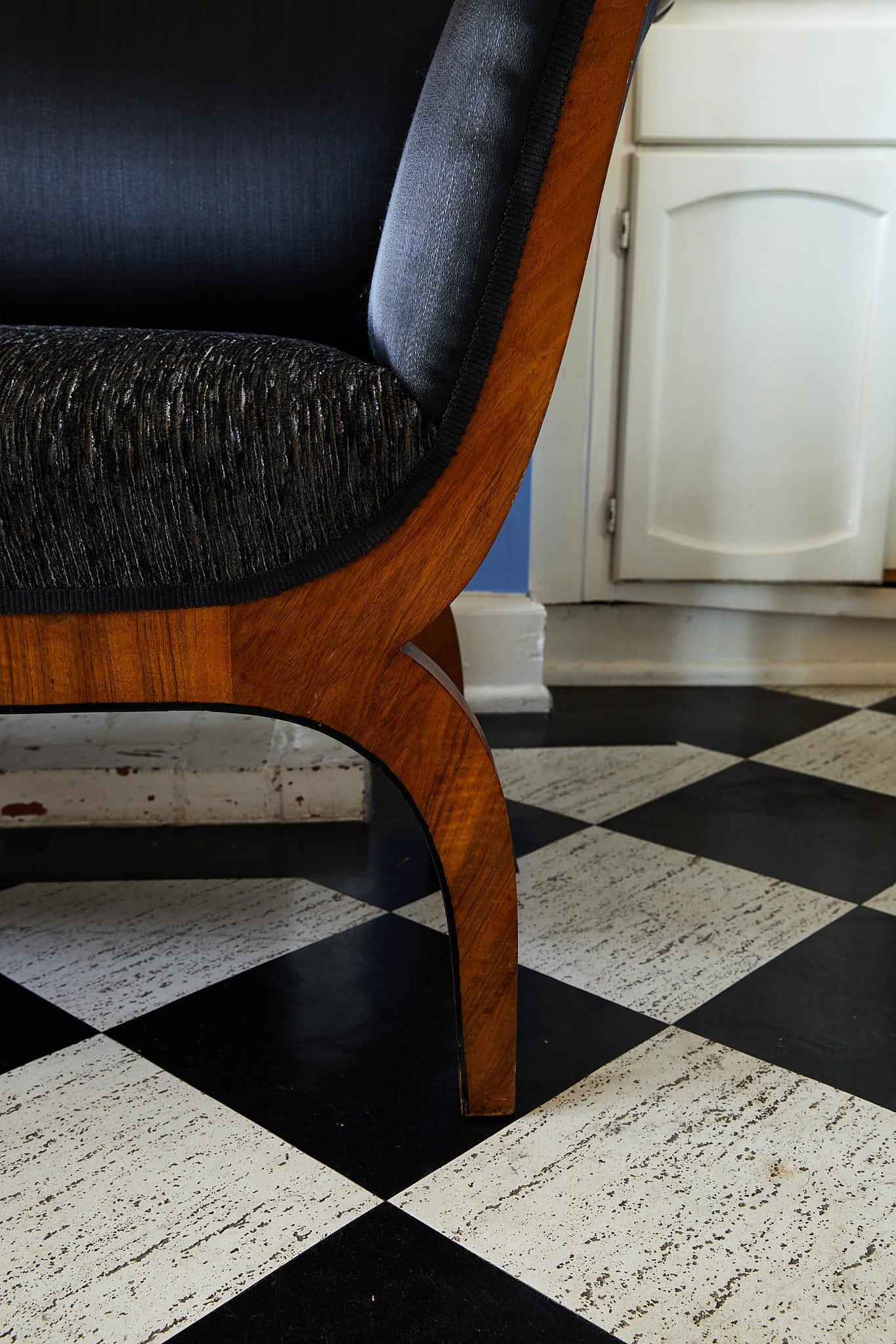 Mid-19th Century Early 19th Century Biedermeier Sofa of Cherry in Black Horsehair Fabric