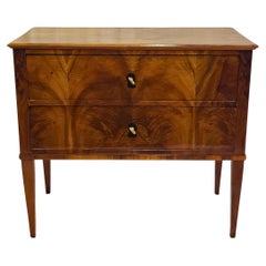Early 19th Century, Biedermeier Walnut 2-Drawer Commode on Tapered Legs