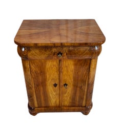 Early 19th Century Biedermeier Walnut Pillar Half Cabinet
