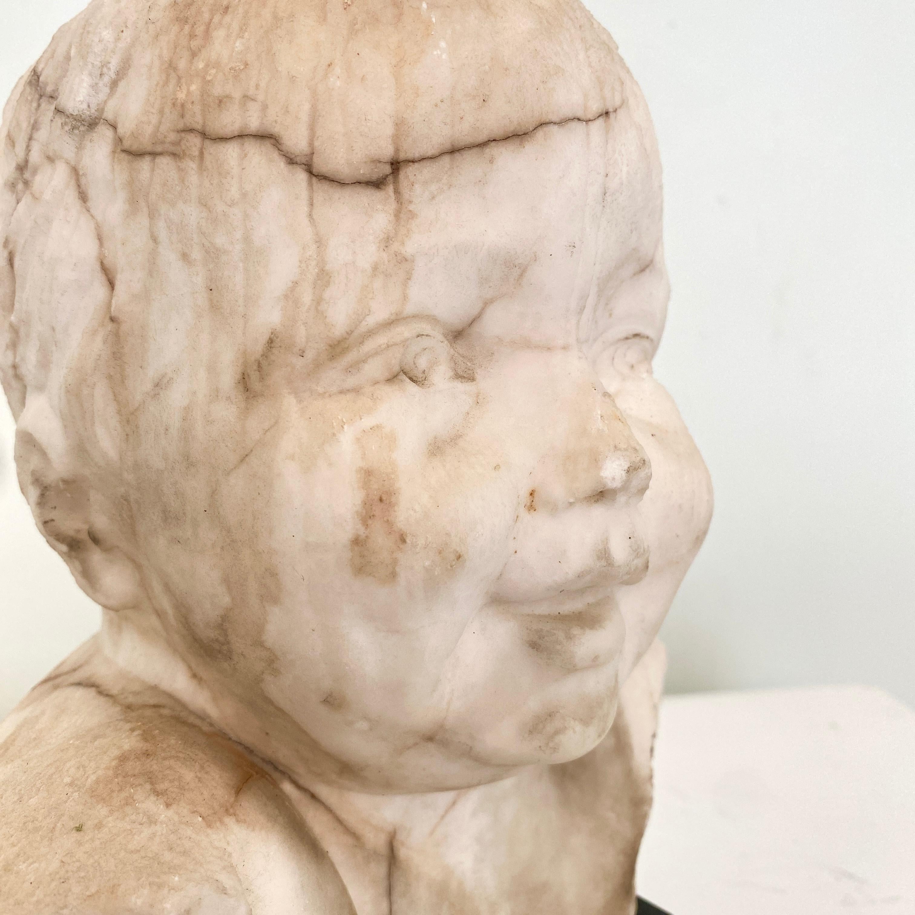 Early 19th Century Biedermeier White Marble Bust of a Boy, Around 1820 7