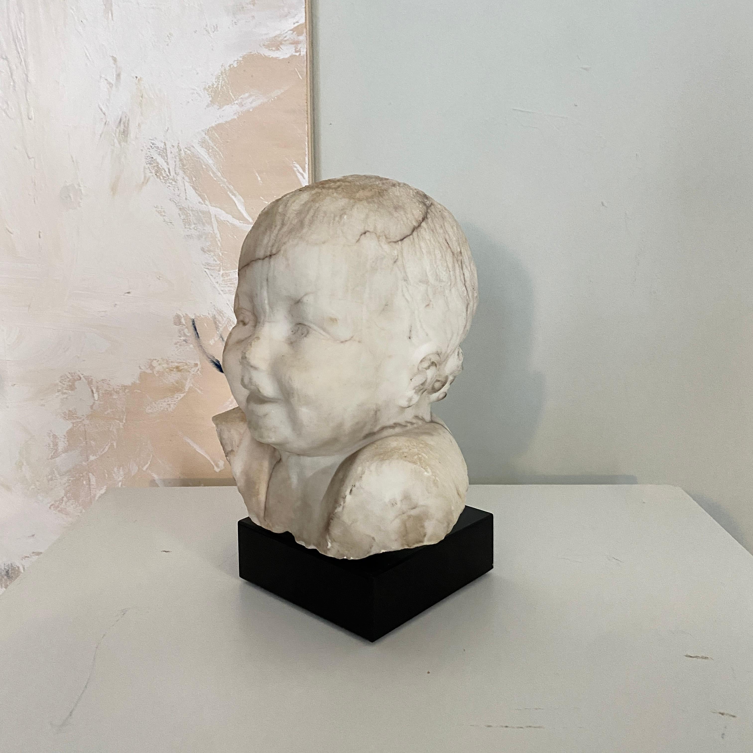 Early 19th Century Biedermeier White Marble Bust of a Boy, Around 1820 9