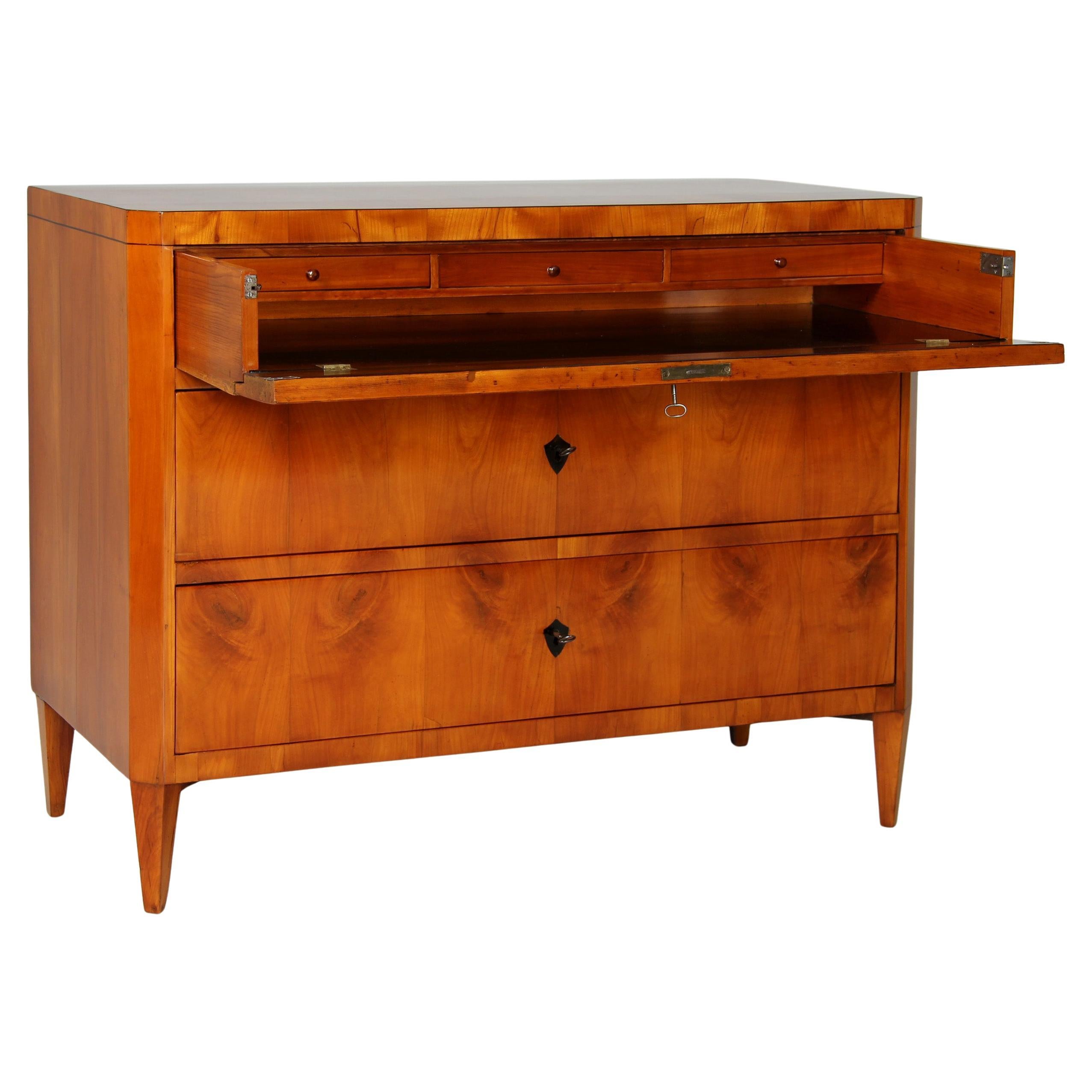 Early 19th Century Biedermeier Writing Chest Of Drawers, Secretaire, circa 1820