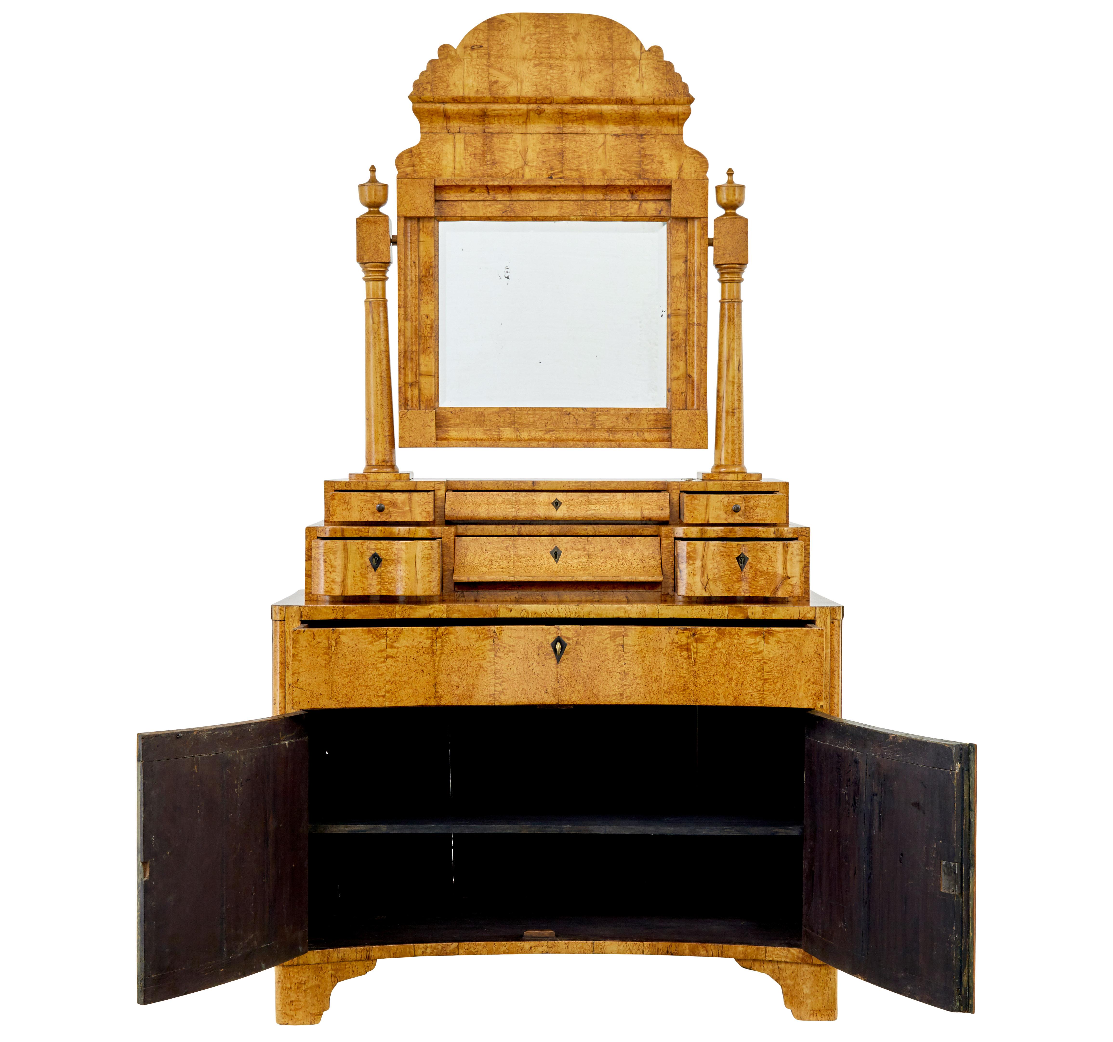 Swedish Early 19th century birch Biedermeier vanity dressing cabinet For Sale