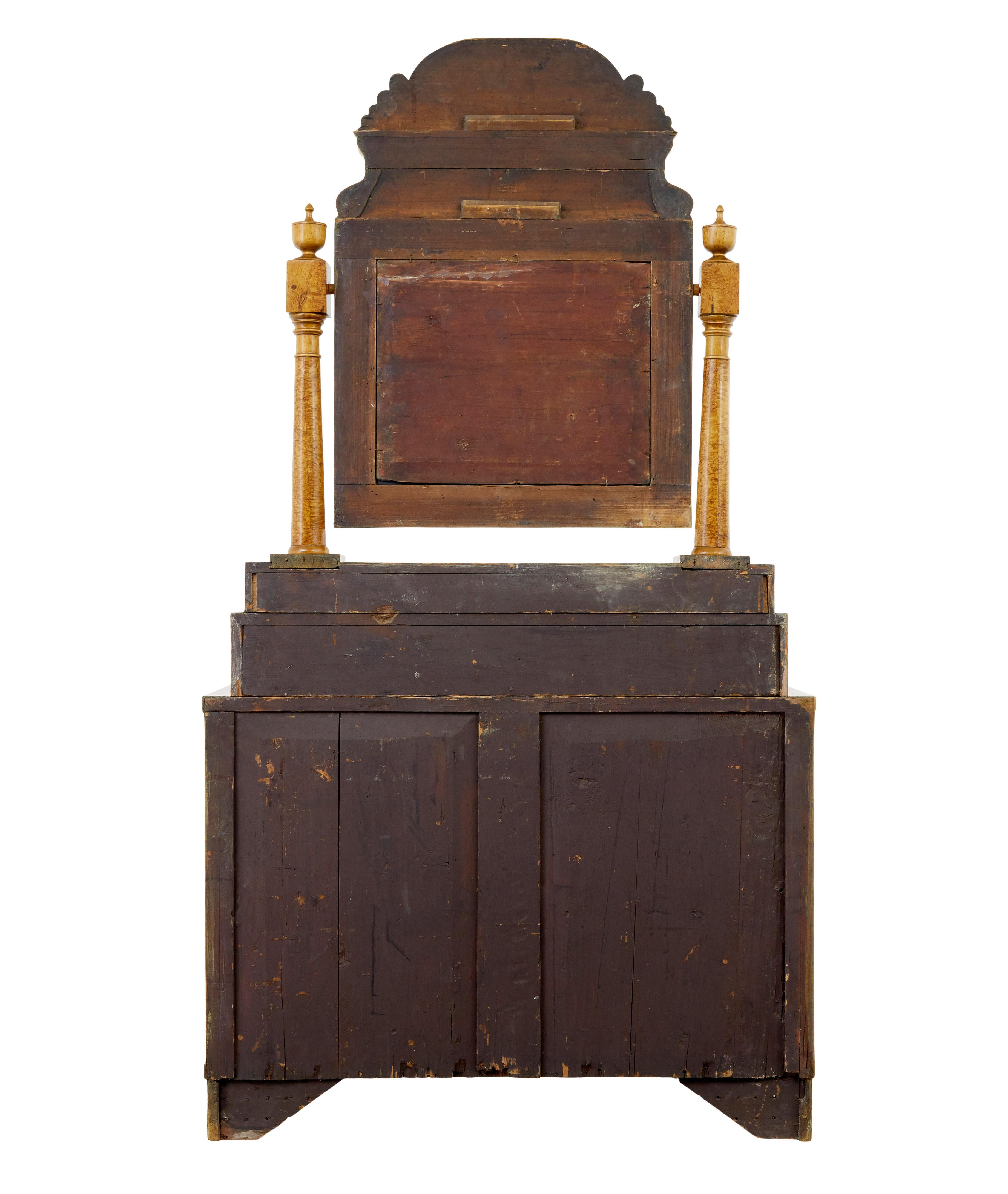 19th Century Early 19th century birch Biedermeier vanity dressing cabinet For Sale