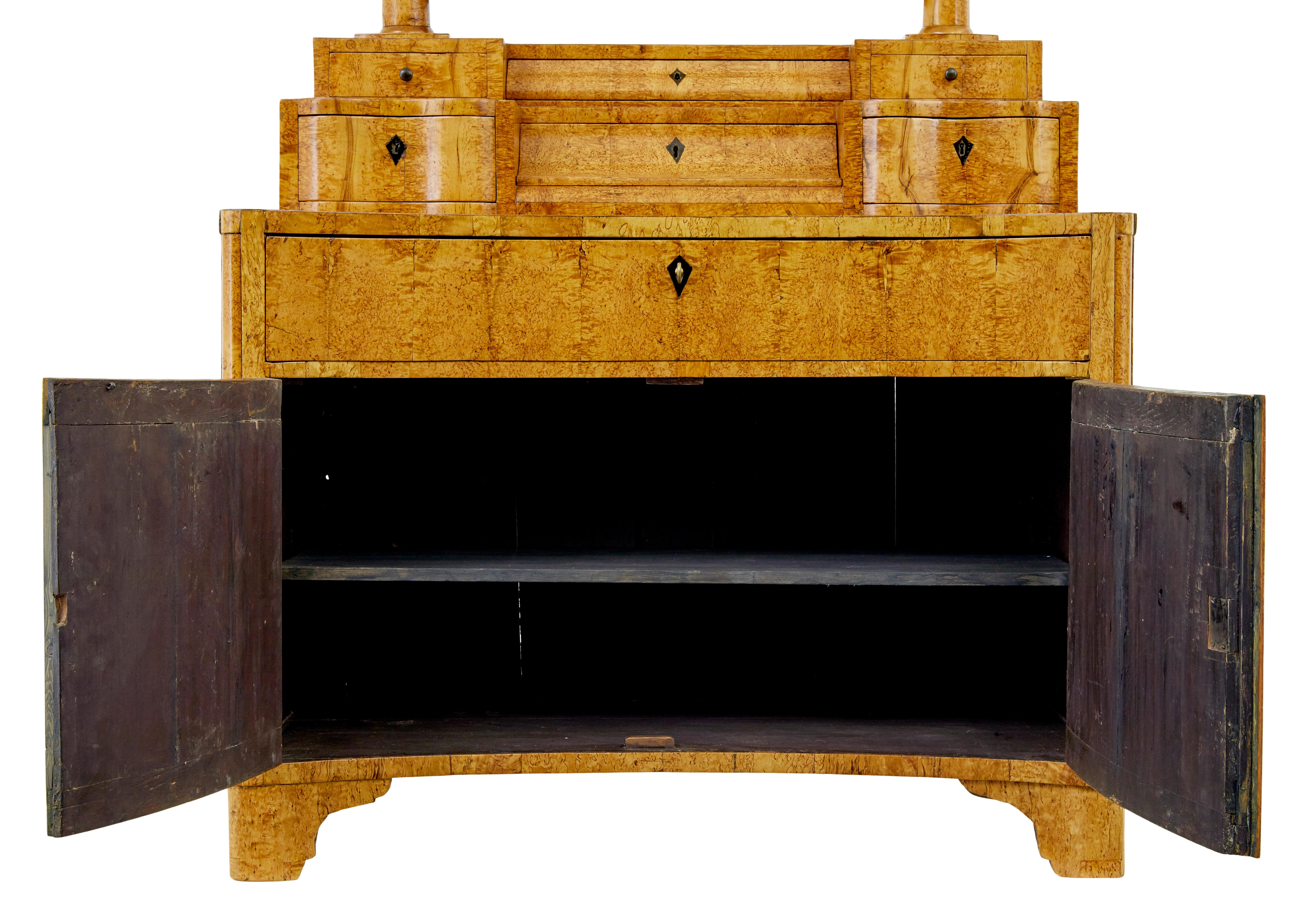 Early 19th century birch Biedermeier vanity dressing cabinet For Sale 1