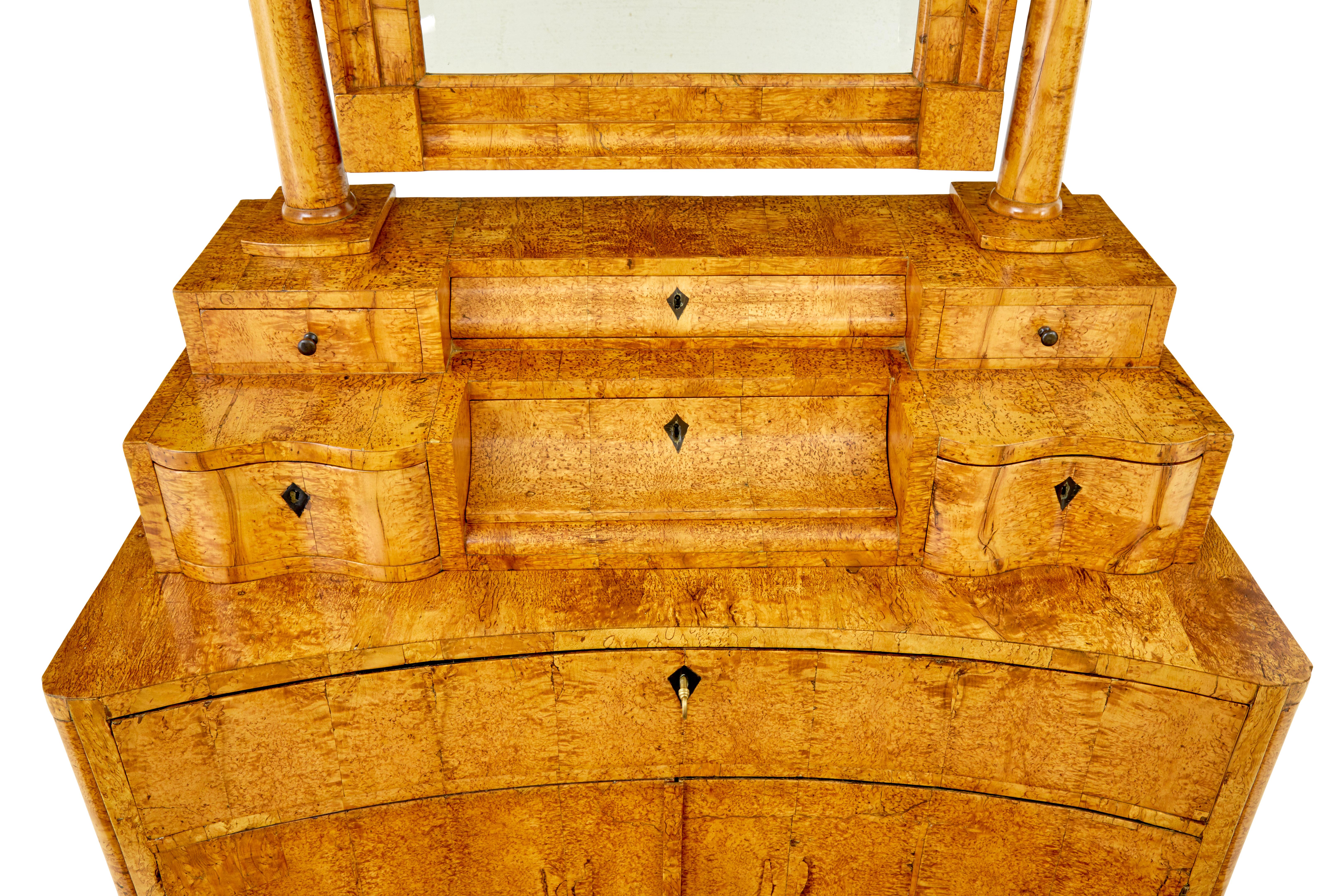 Early 19th century birch Biedermeier vanity dressing cabinet For Sale 2