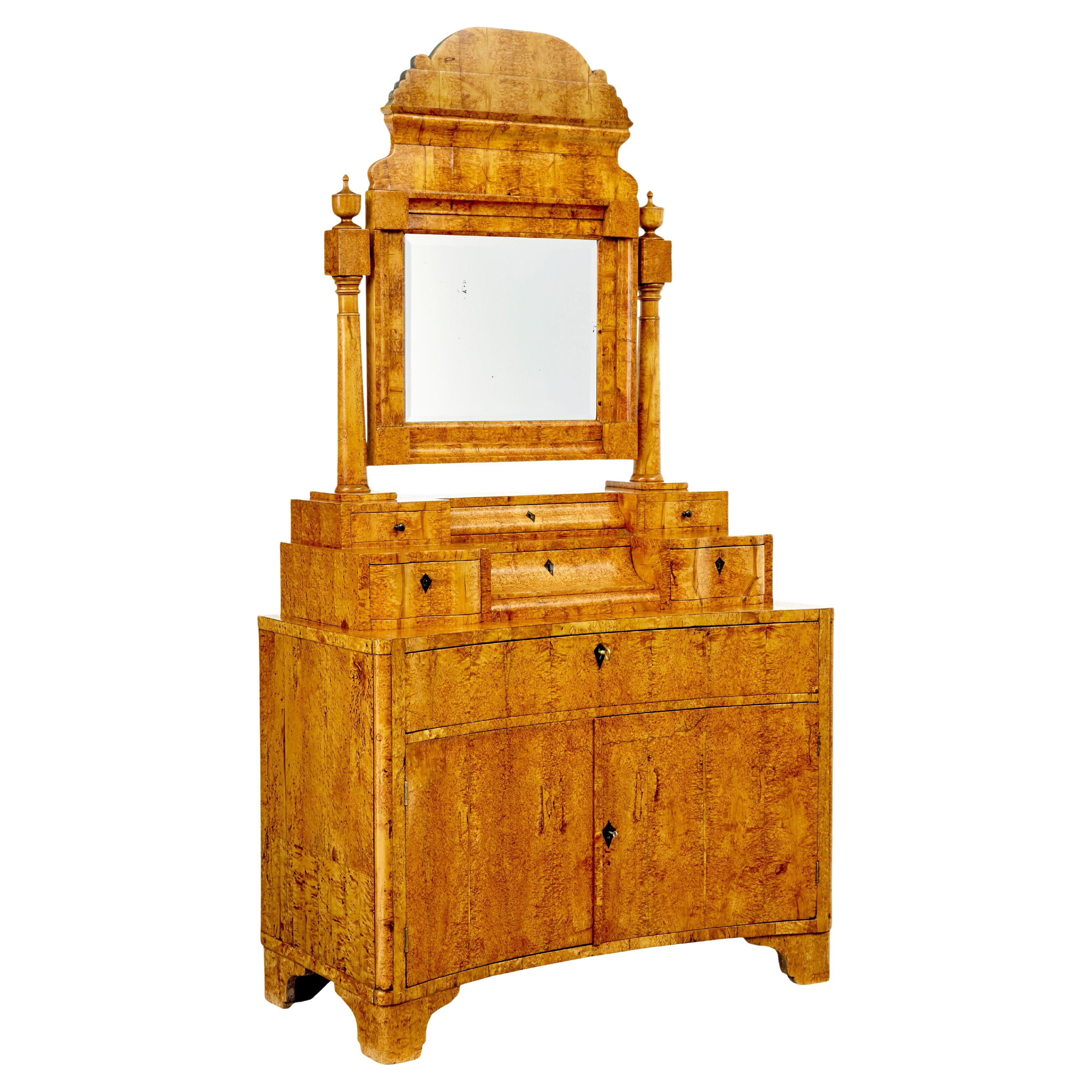 Early 19th century birch Biedermeier vanity dressing cabinet For Sale