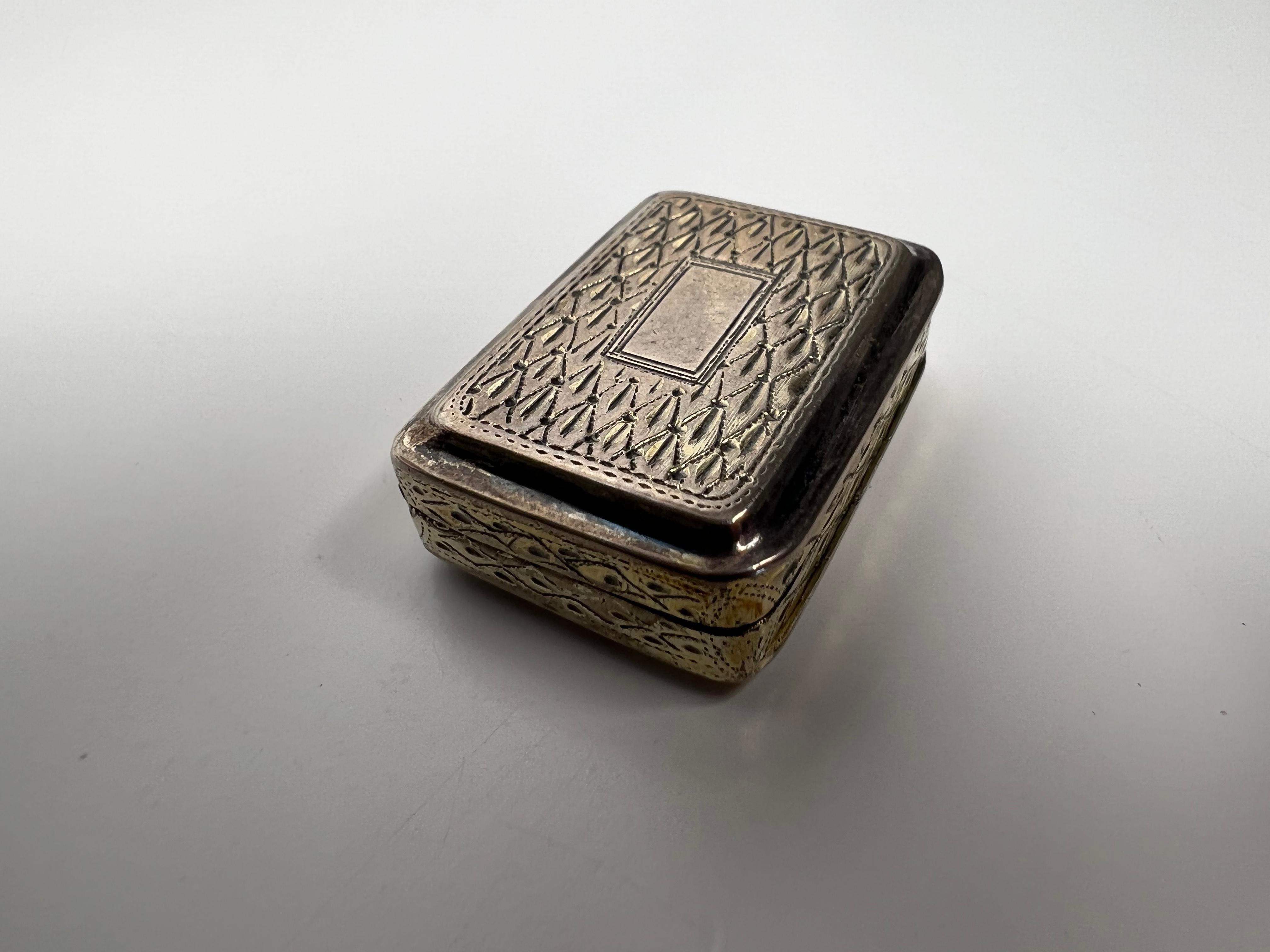 Early 19th century sterling silver vinaigrette made in Birmingham England circa 1813. Sterling silver vinaigrettes were used during the Victorian era by soaking a small sponge with perfume or aromatic vinegar to compensate many of the bad odors of