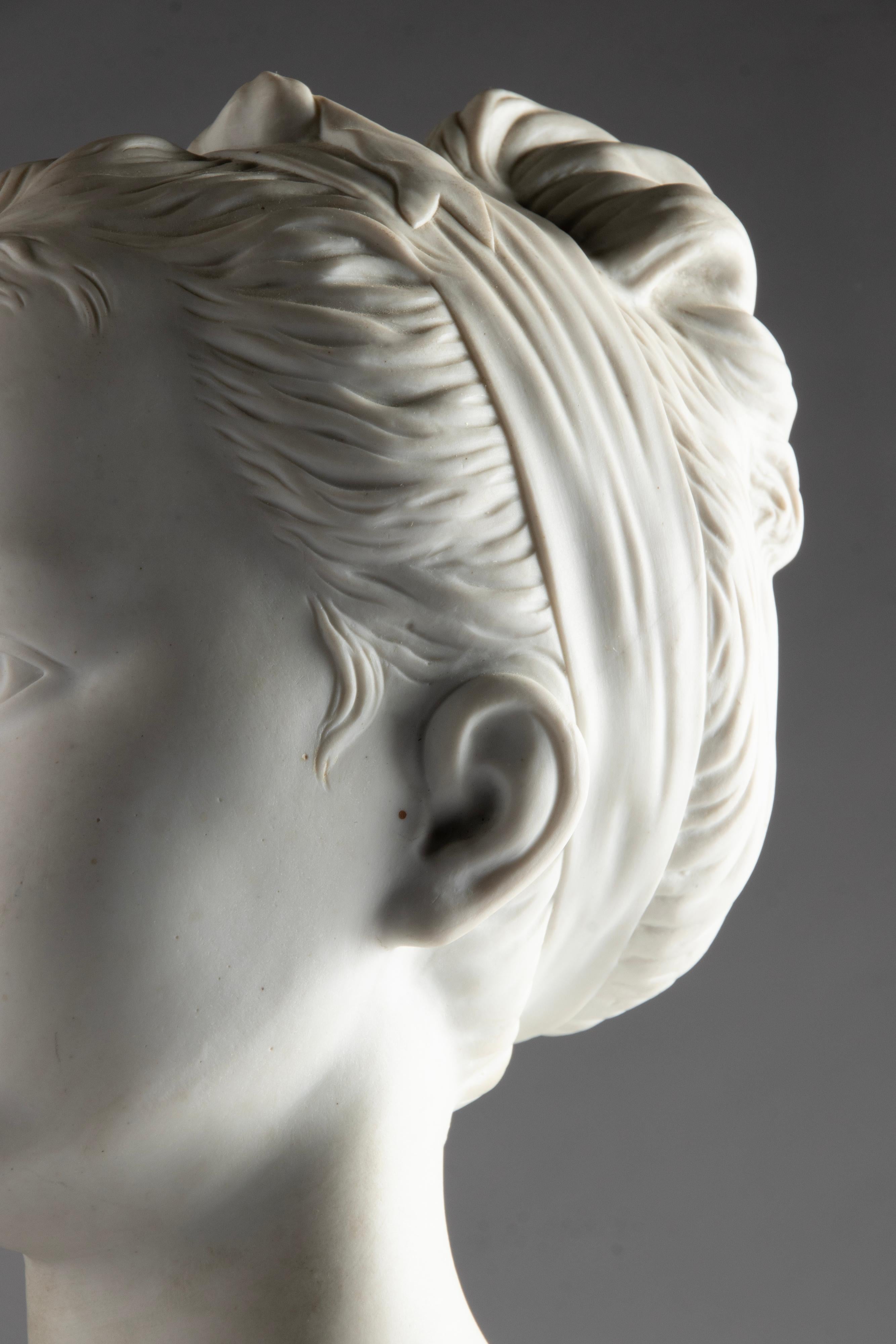 Early 19th Century Biscuit Bust of Louise Brongniart After Houdon Made by Sèvres For Sale 3