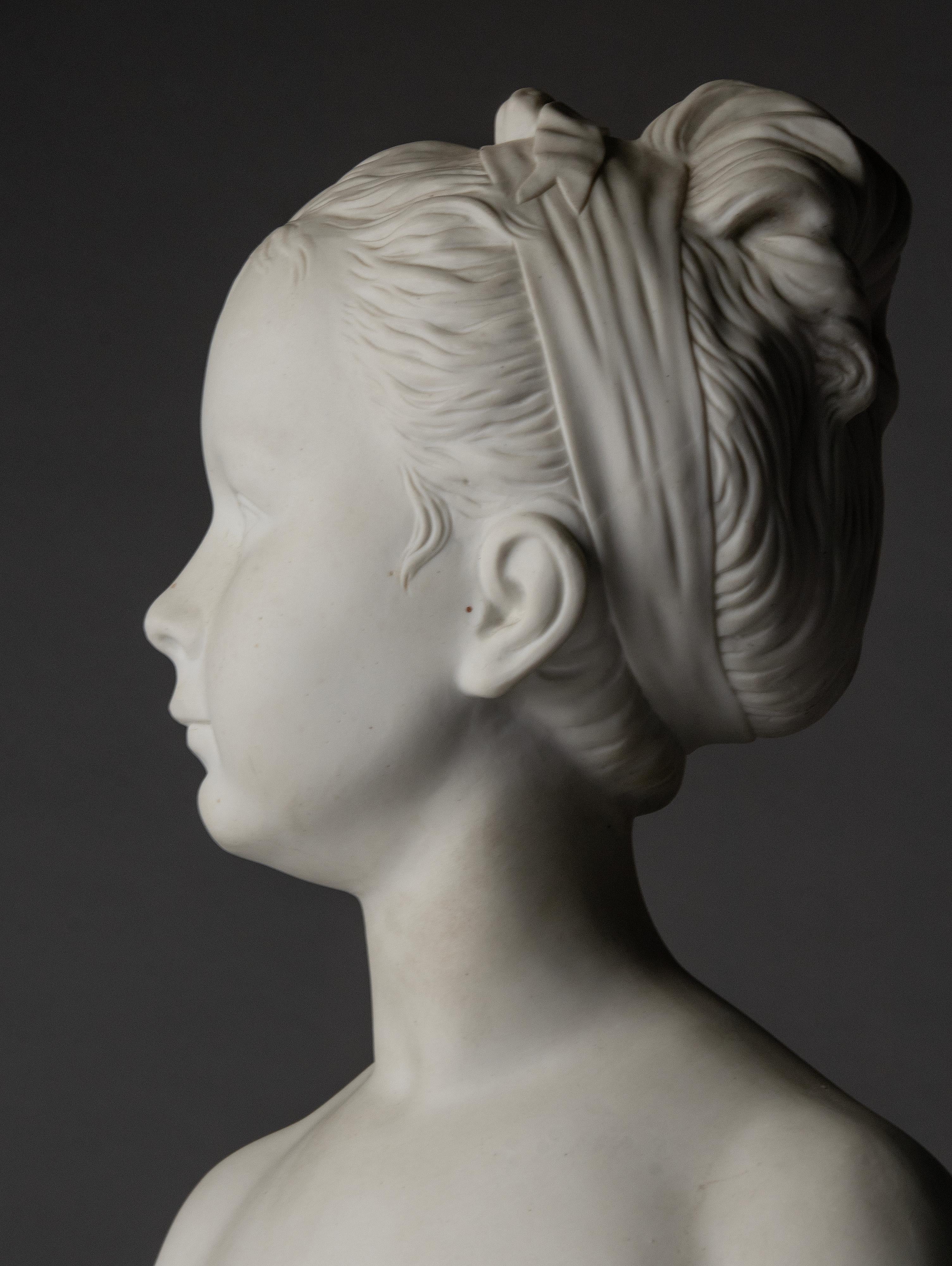 Early 19th Century Biscuit Bust of Louise Brongniart After Houdon Made by Sèvres For Sale 7