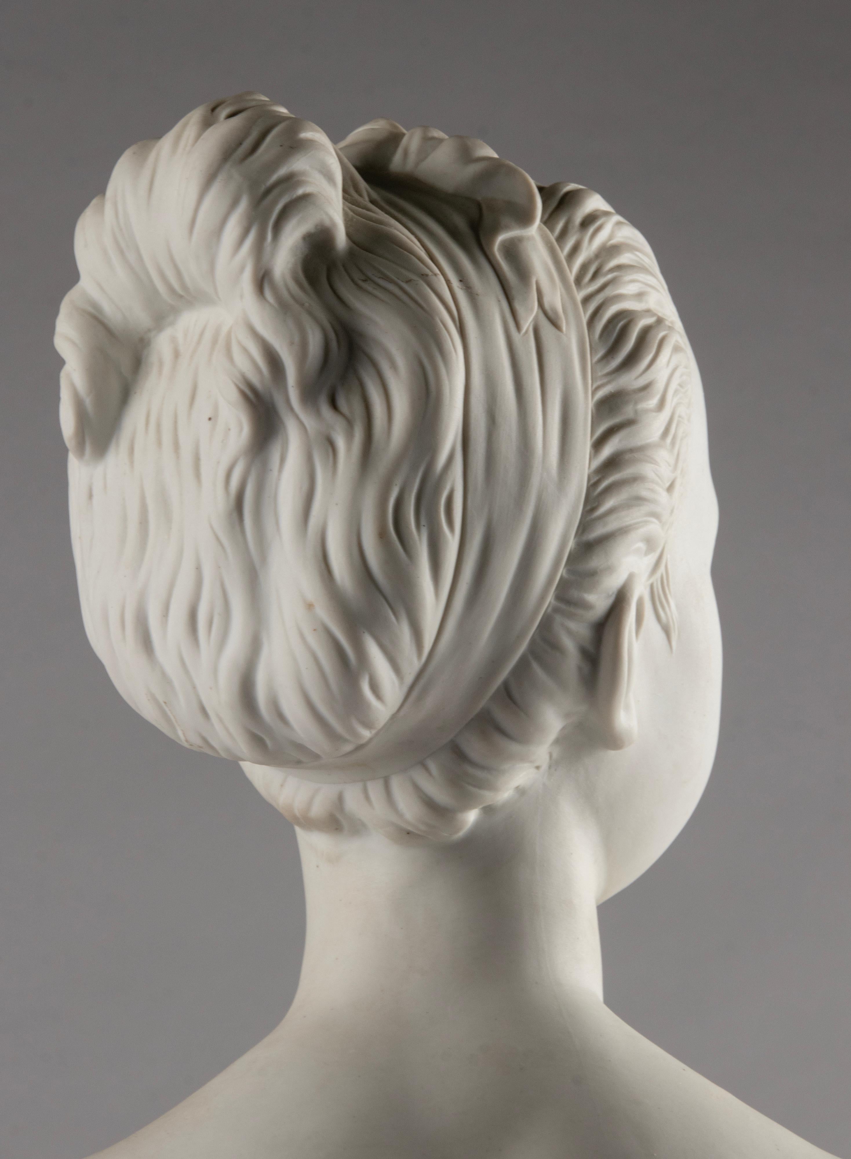 Early 19th Century Biscuit Bust of Louise Brongniart After Houdon Made by Sèvres For Sale 8