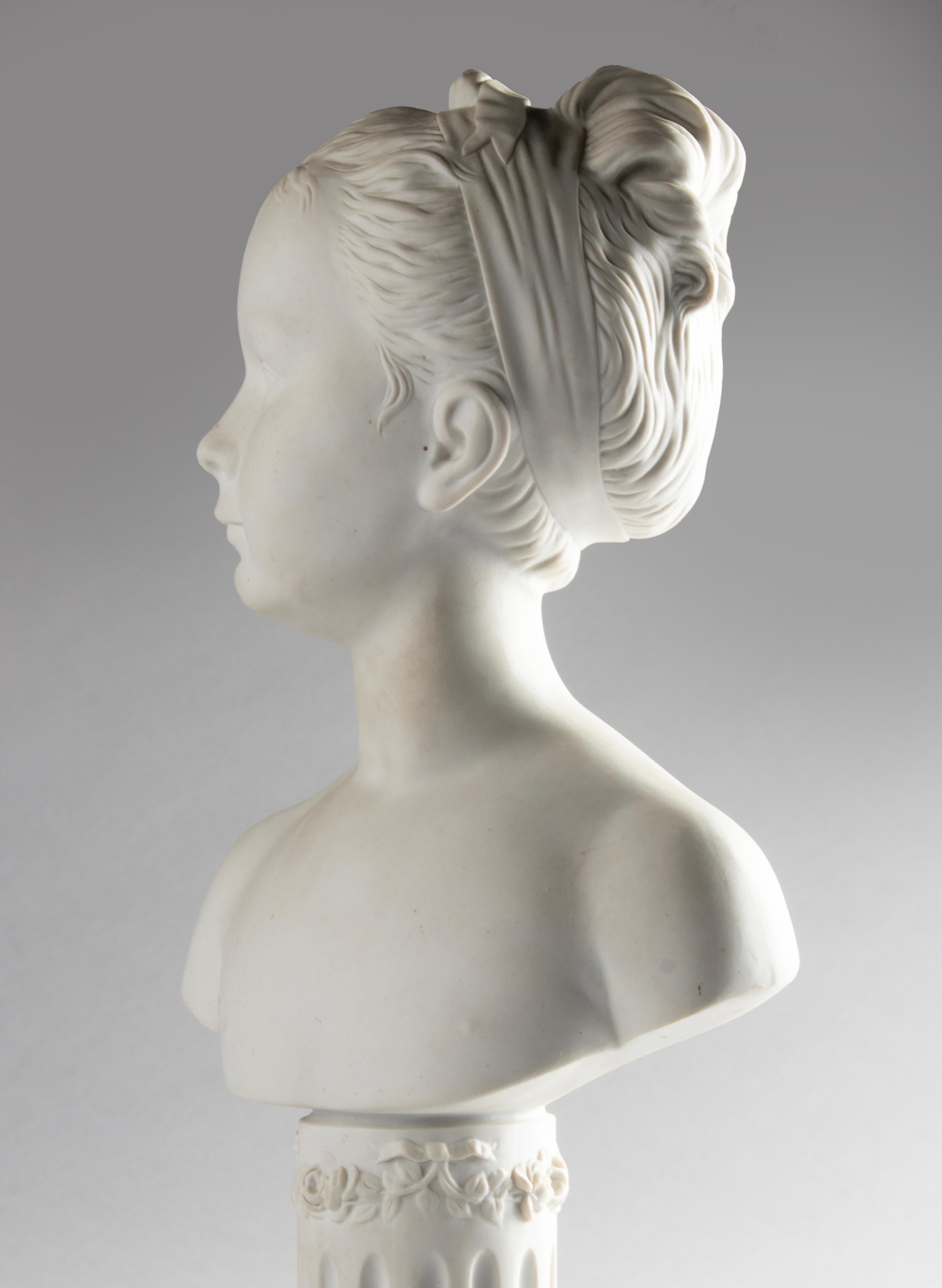 French Early 19th Century Biscuit Bust of Louise Brongniart After Houdon Made by Sèvres For Sale