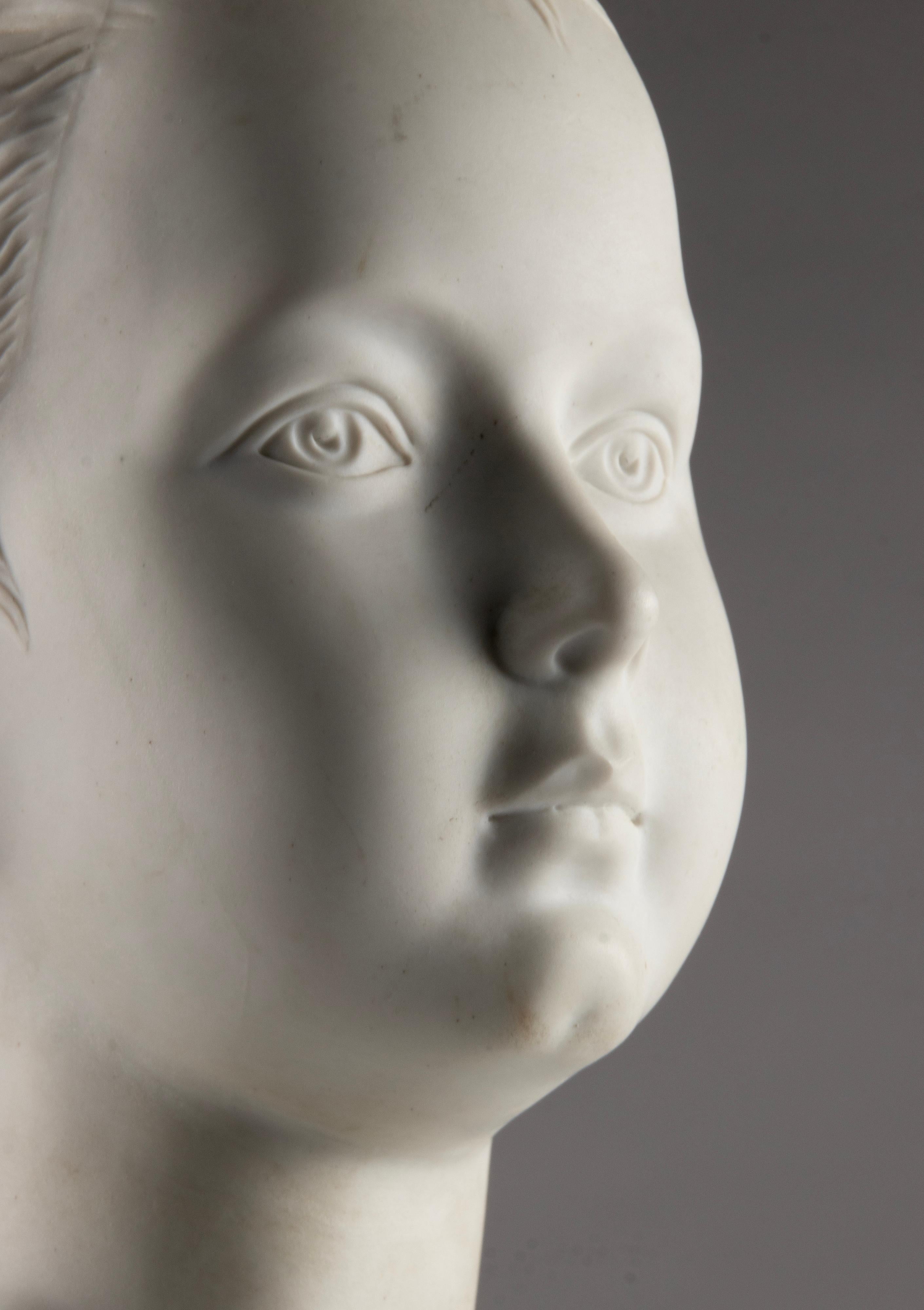 Molded Early 19th Century Biscuit Bust of Louise Brongniart After Houdon Made by Sèvres For Sale