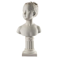 Early 19th Century Biscuit Bust of Louise Brongniart After Houdon Made by Sèvres