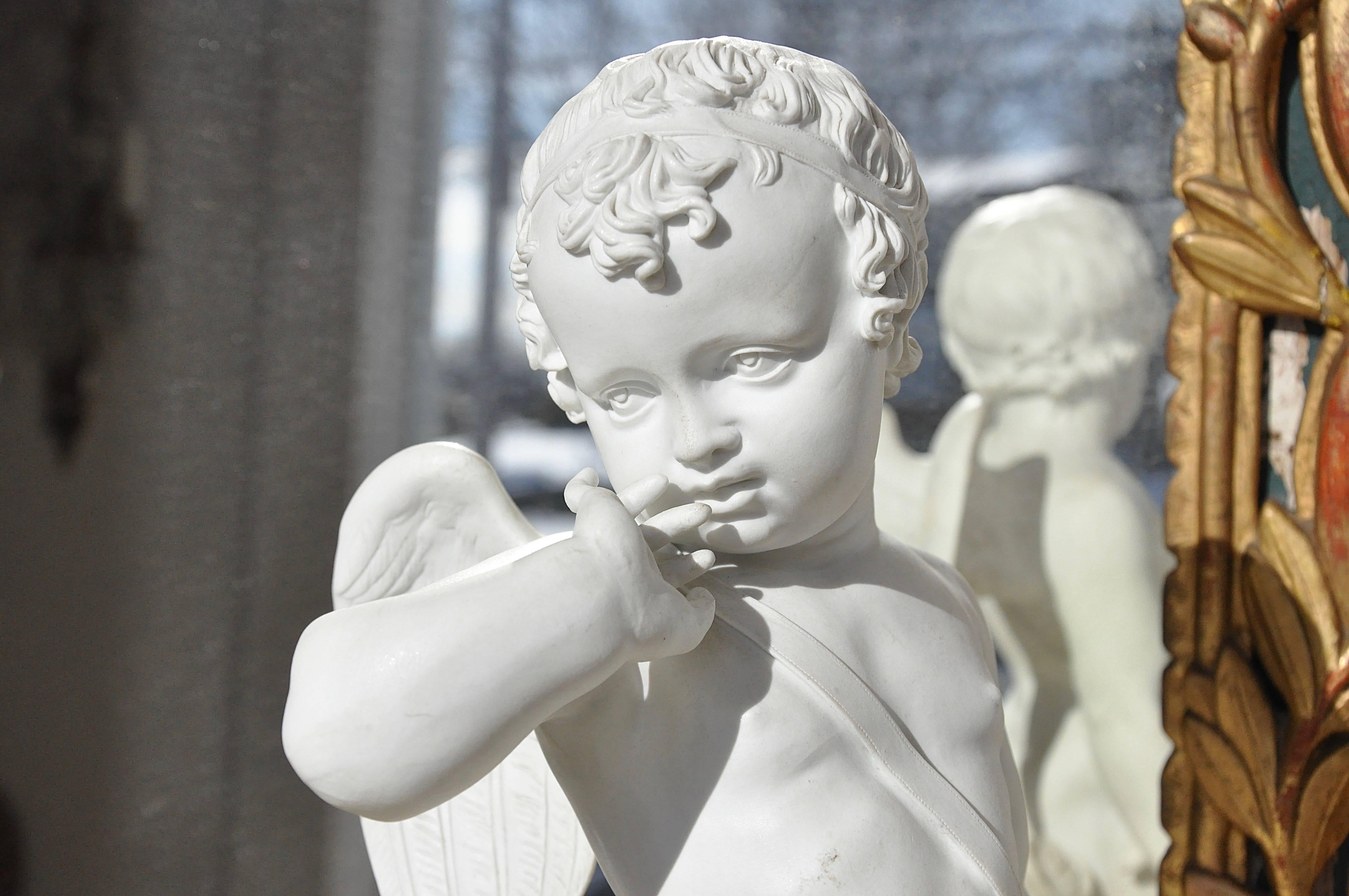 Neoclassical Early 19th Century Bisque Porcelain of Cupid with Arrows