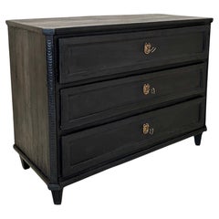 Used Early 19th Century Black Empire Chest of Drawers with 3 Drawers, around 1800
