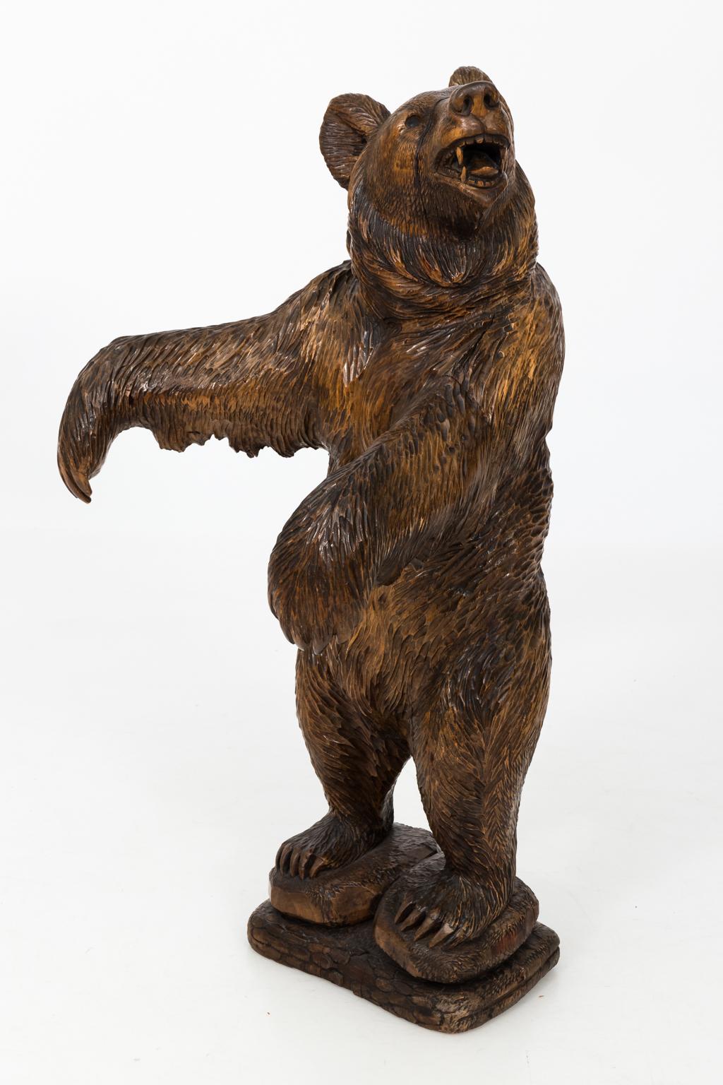 Early 19th Century Black Forest Carved Bear with Basket 1