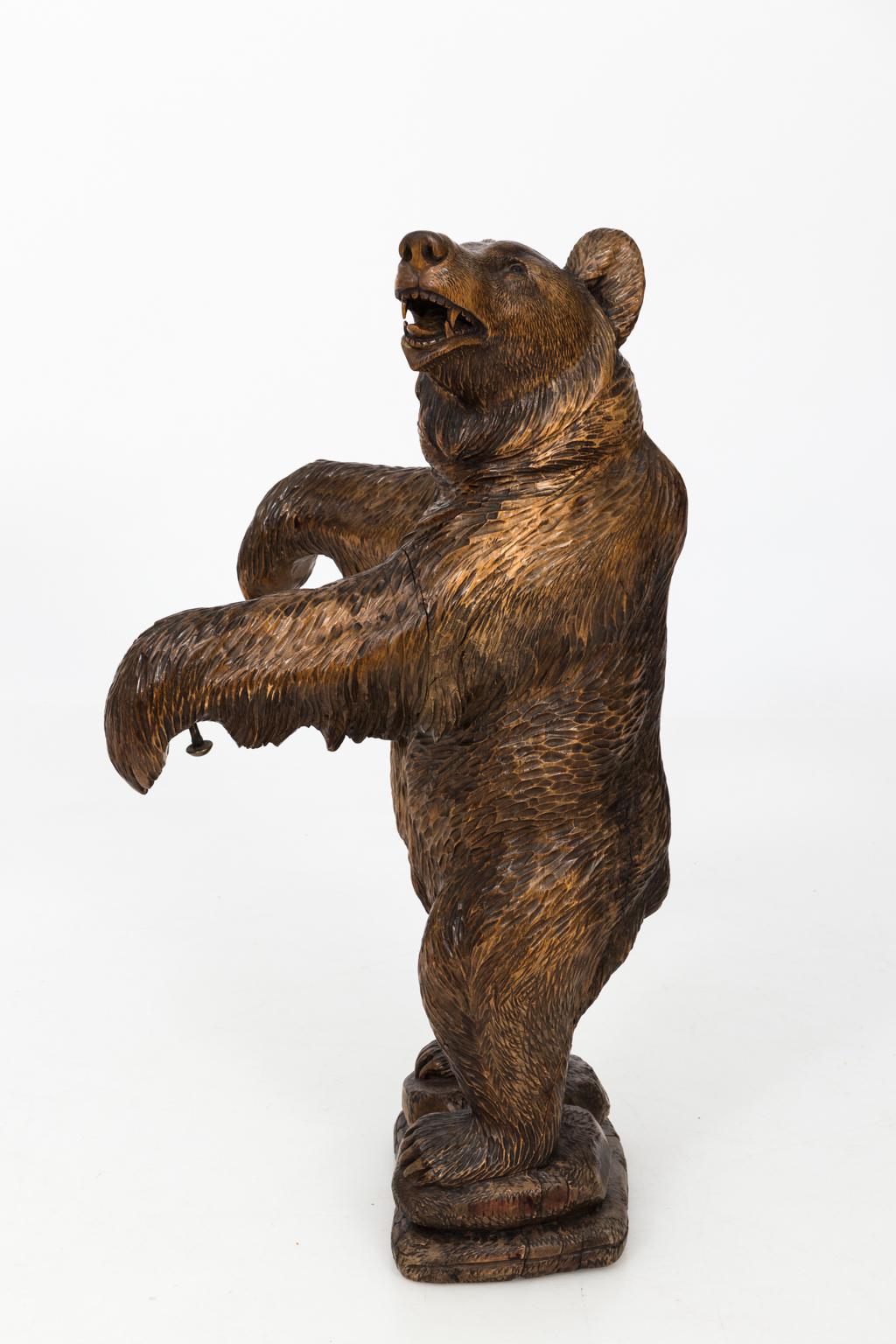 Early 19th Century Black Forest Carved Bear with Basket 3