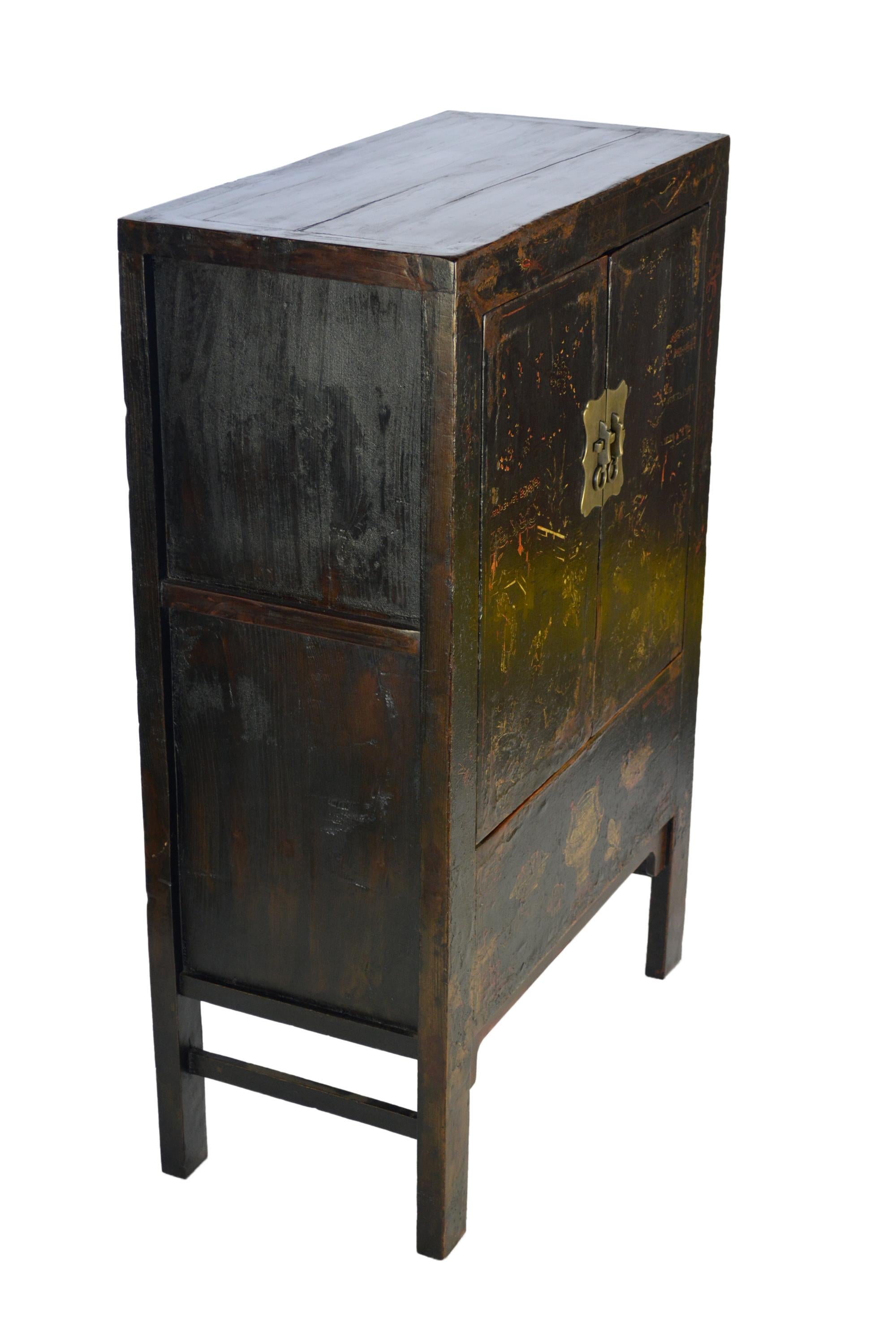 Early 19th Century Black Lacquer Cabinet For Sale 6