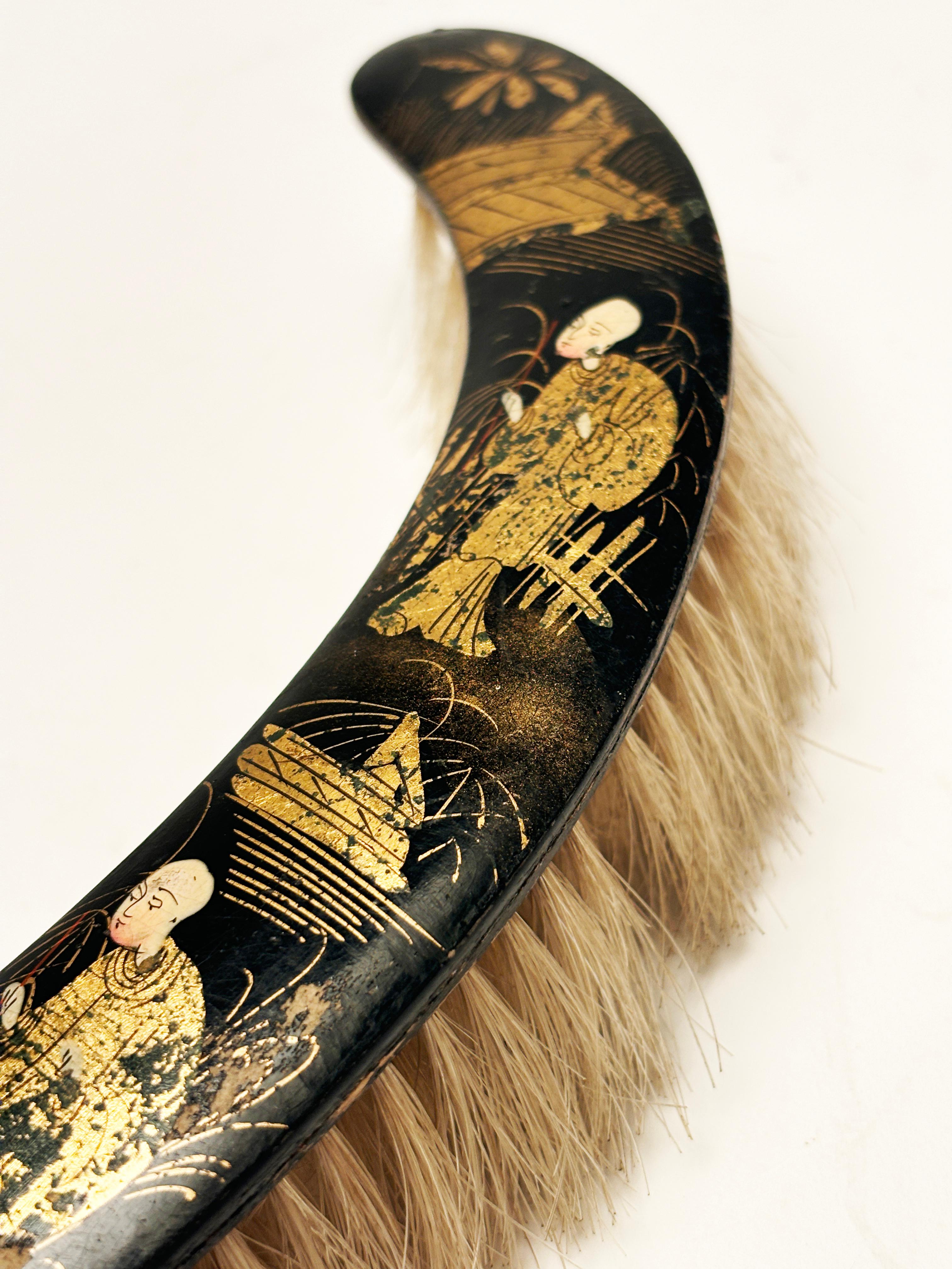 Early 19th Century Black Lacquer Chinese Crumb Brush For Sale 5