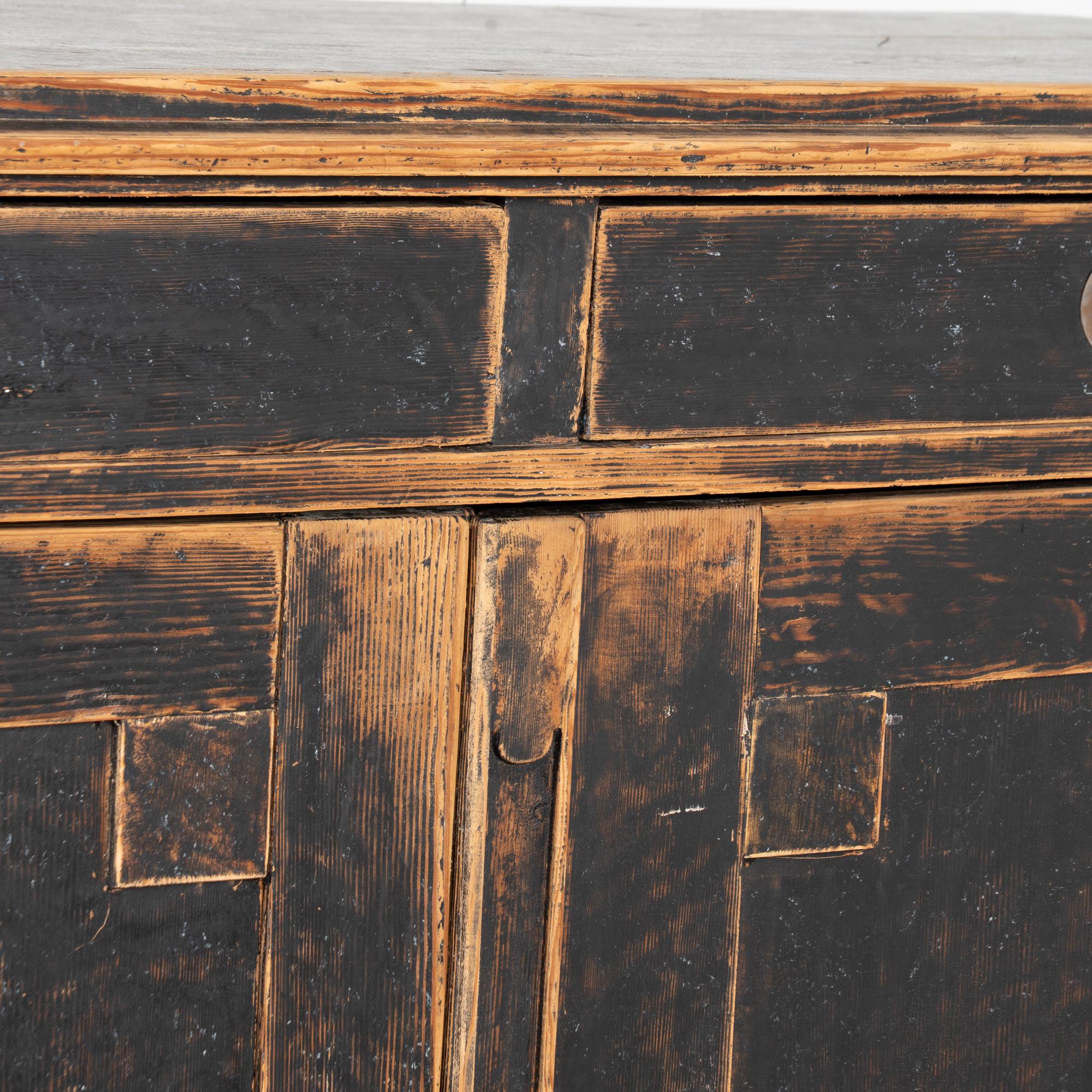 Early 19th Century Black Painted Pine Sideboard Serving Cabinet, Sweden 5