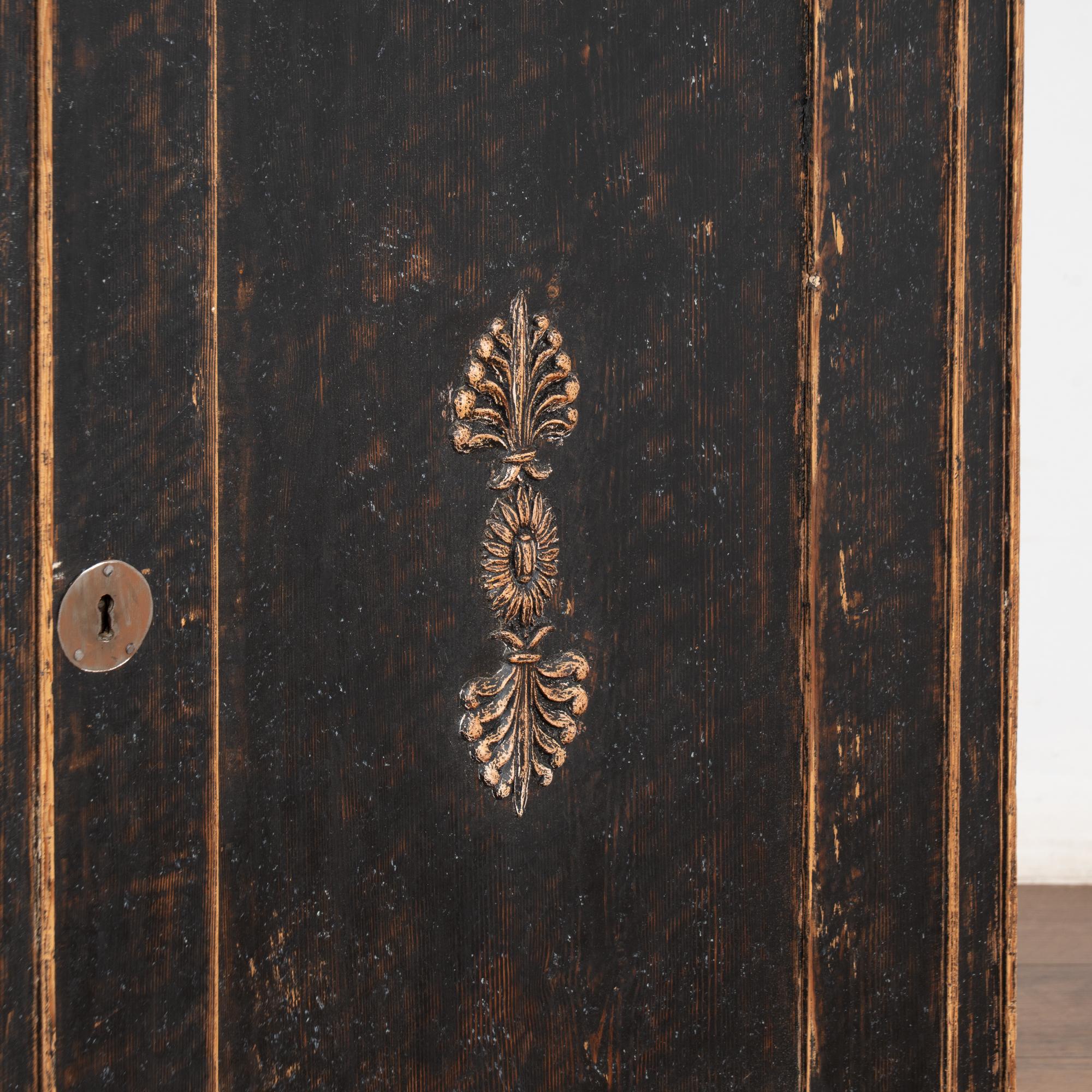 Early 19th Century Black Painted Pine Sideboard Serving Cabinet, Sweden 7