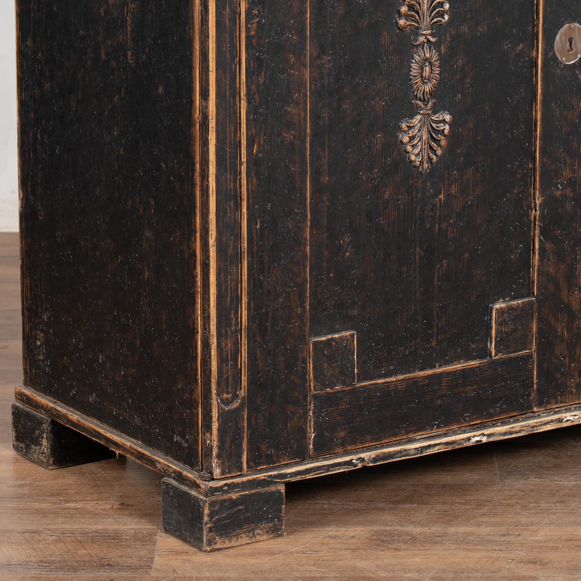Early 19th Century Black Painted Pine Sideboard Serving Cabinet, Sweden 8