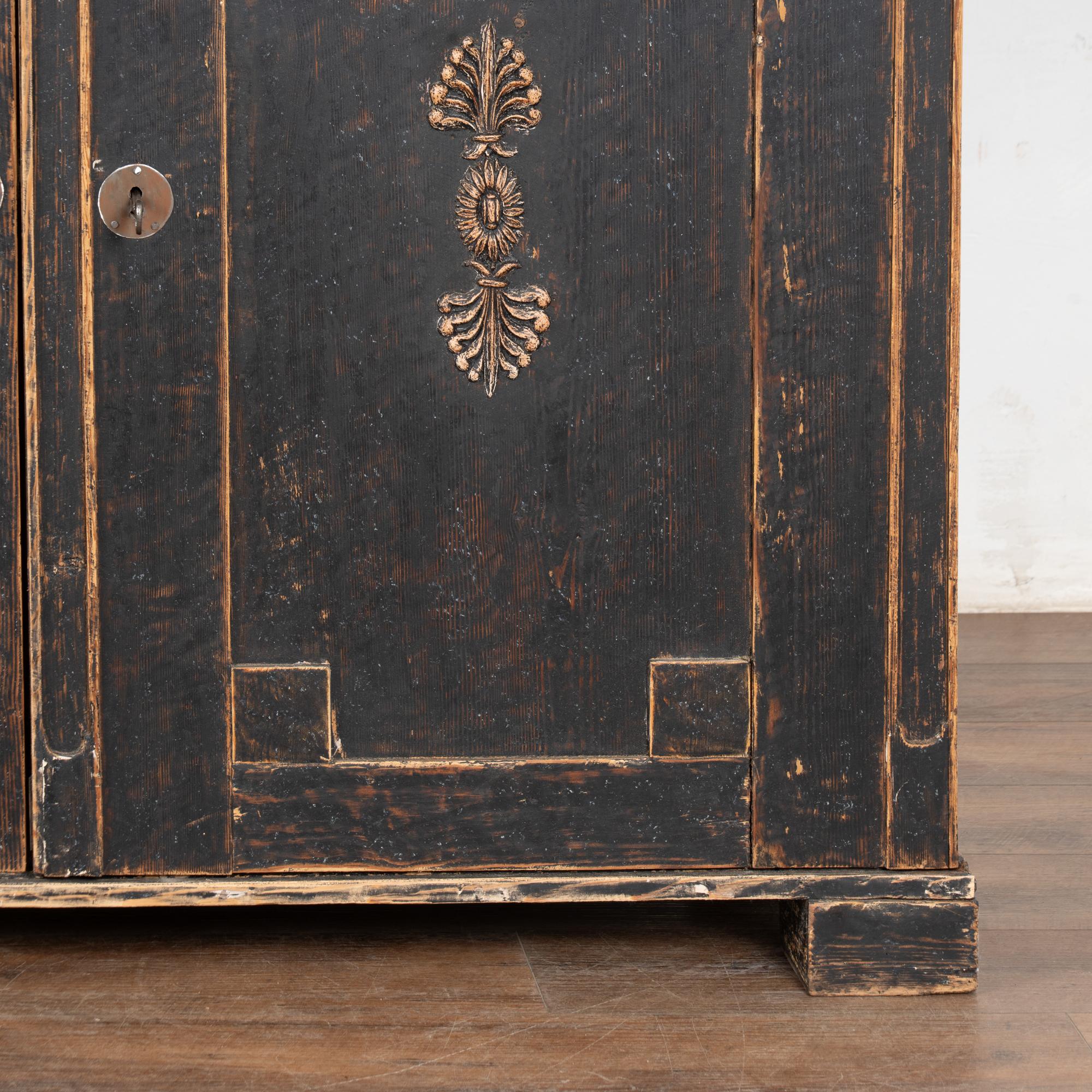 Early 19th Century Black Painted Pine Sideboard Serving Cabinet, Sweden 9