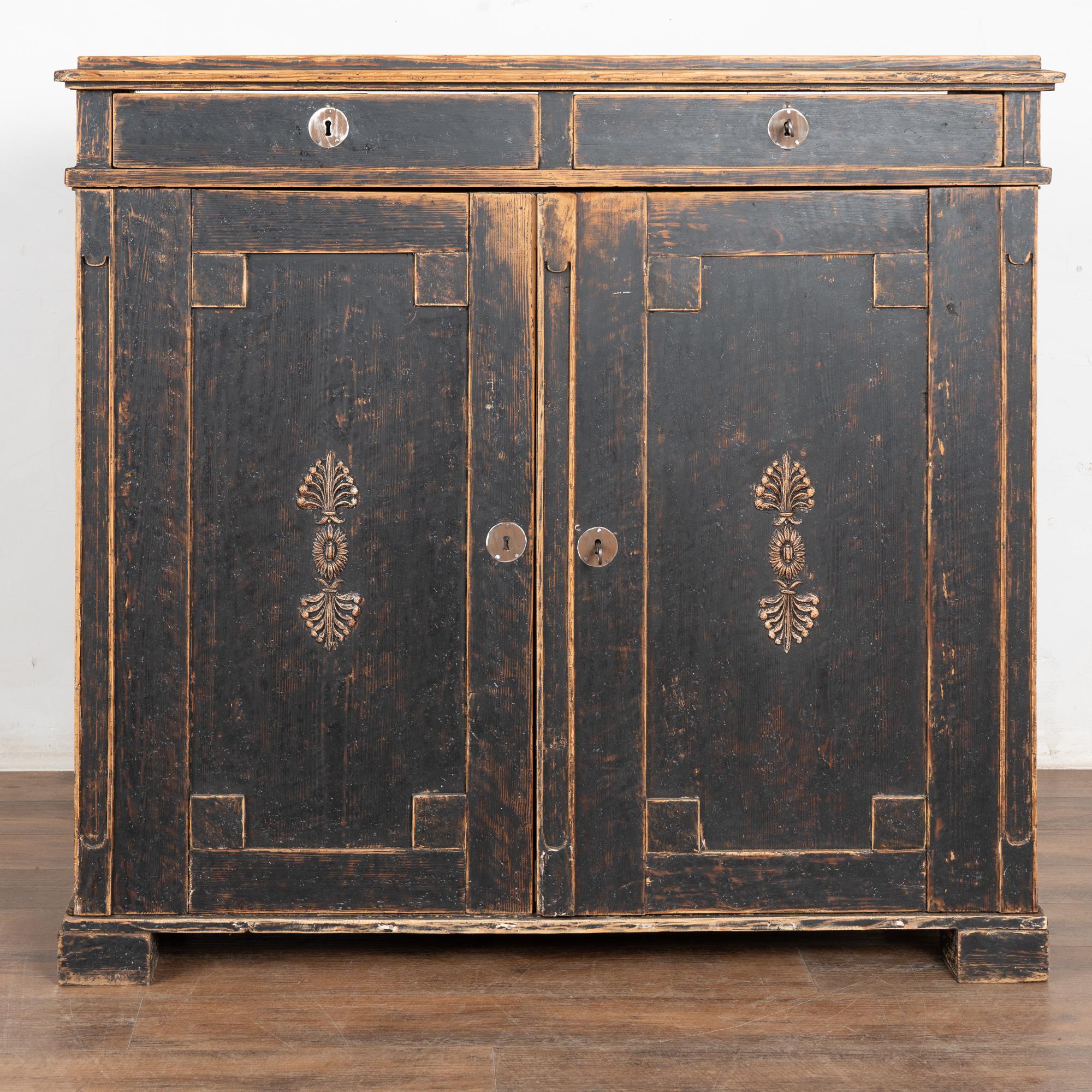 Swedish Early 19th Century Black Painted Pine Sideboard Serving Cabinet, Sweden