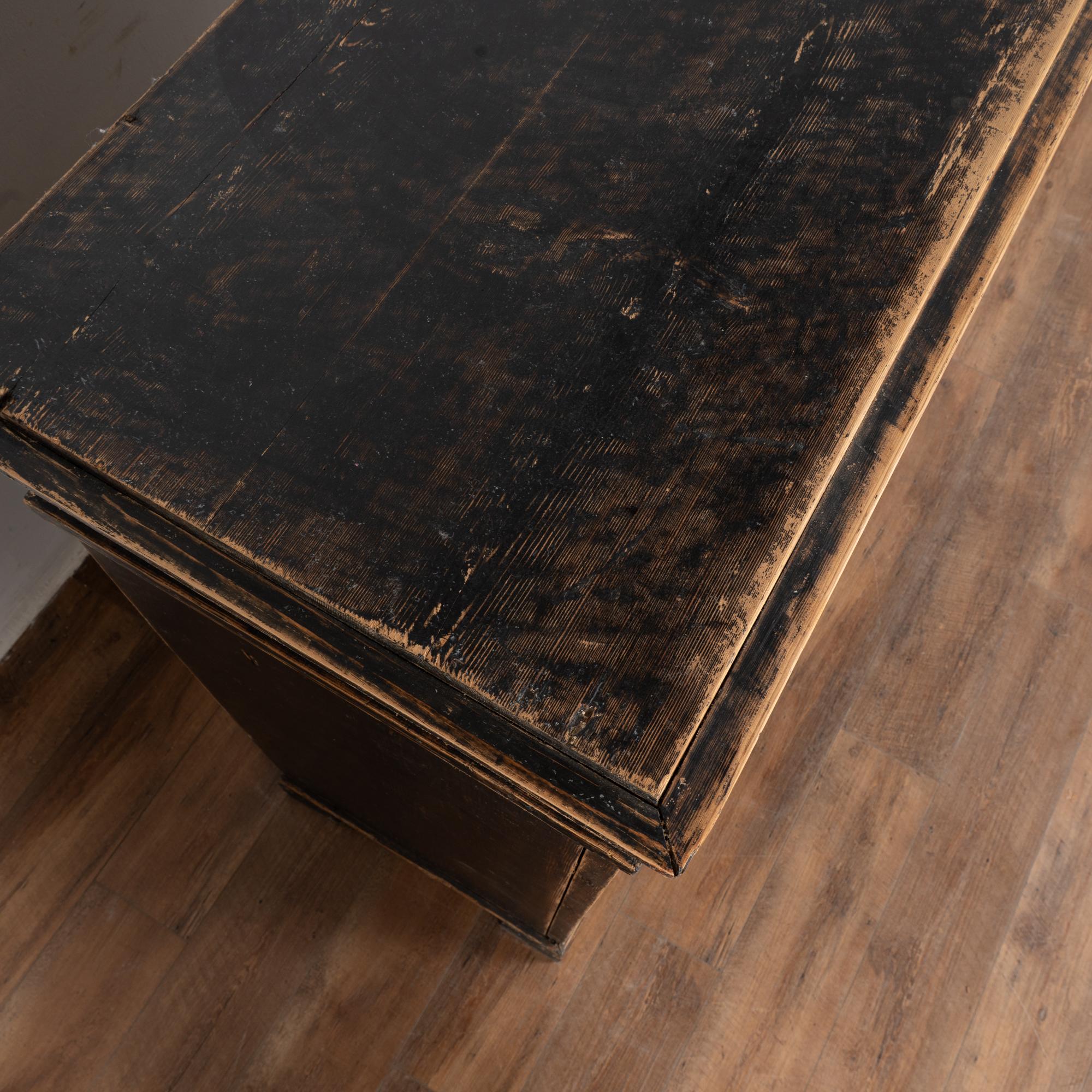 Early 19th Century Black Painted Pine Sideboard Serving Cabinet, Sweden 1