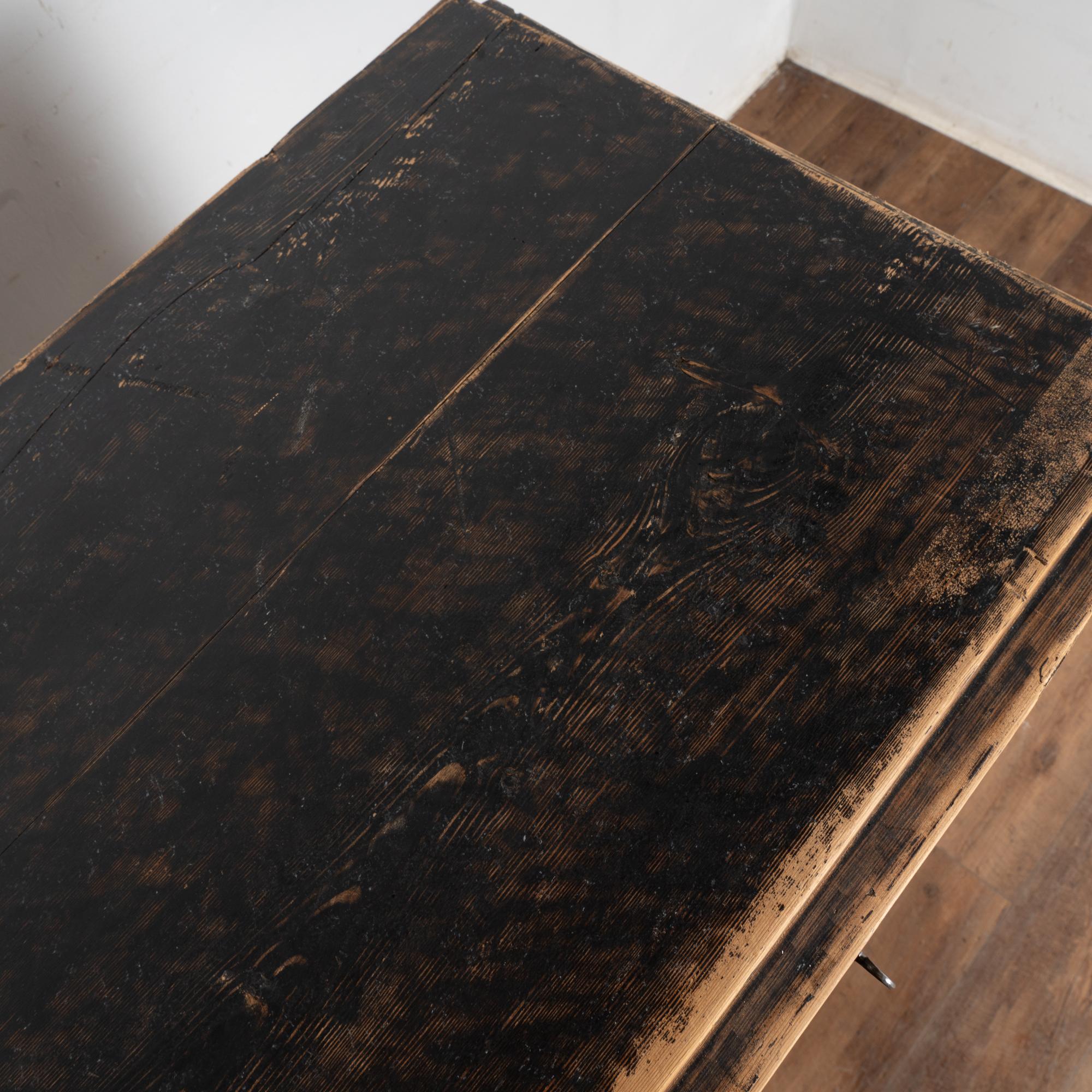 Early 19th Century Black Painted Pine Sideboard Serving Cabinet, Sweden 2
