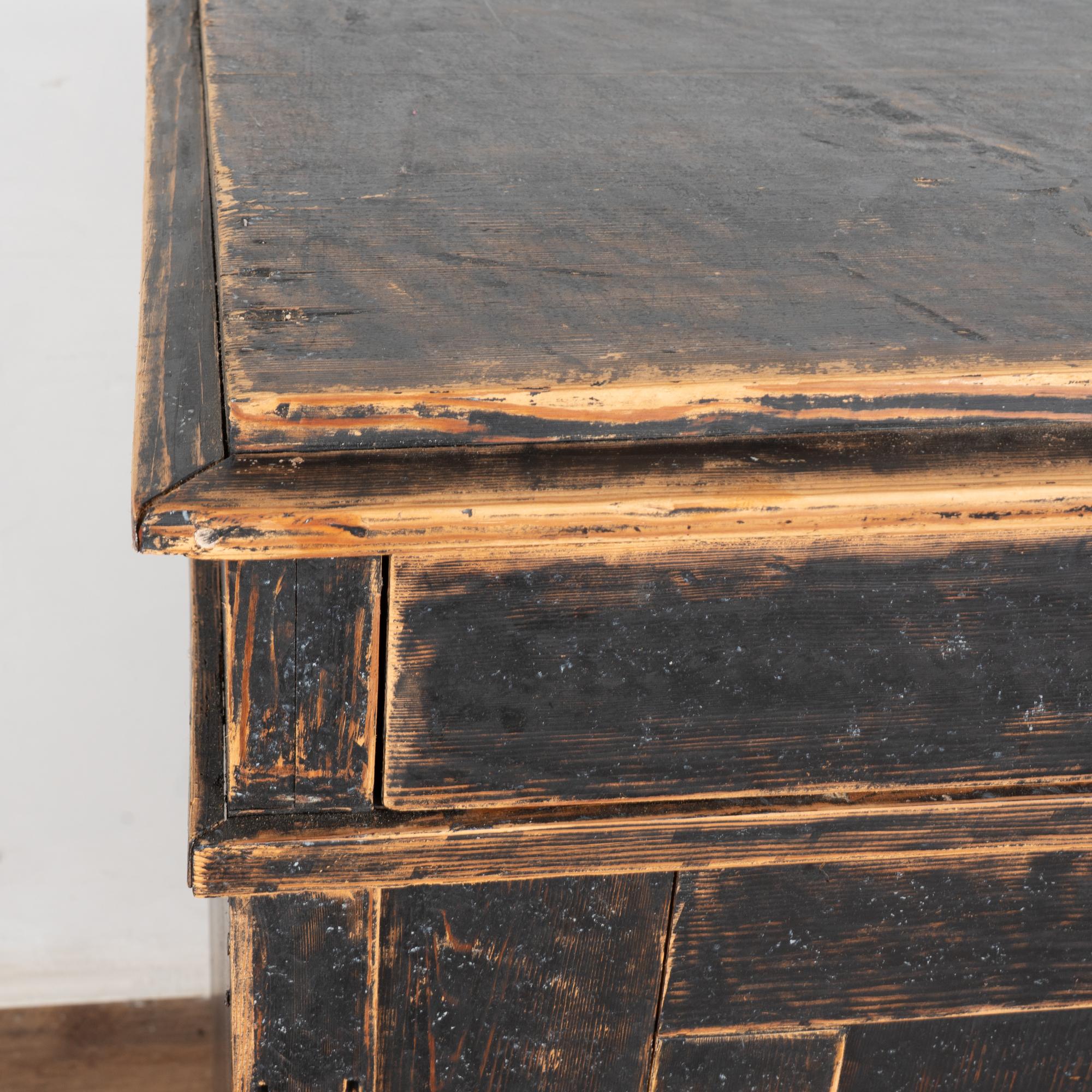 Early 19th Century Black Painted Pine Sideboard Serving Cabinet, Sweden 3
