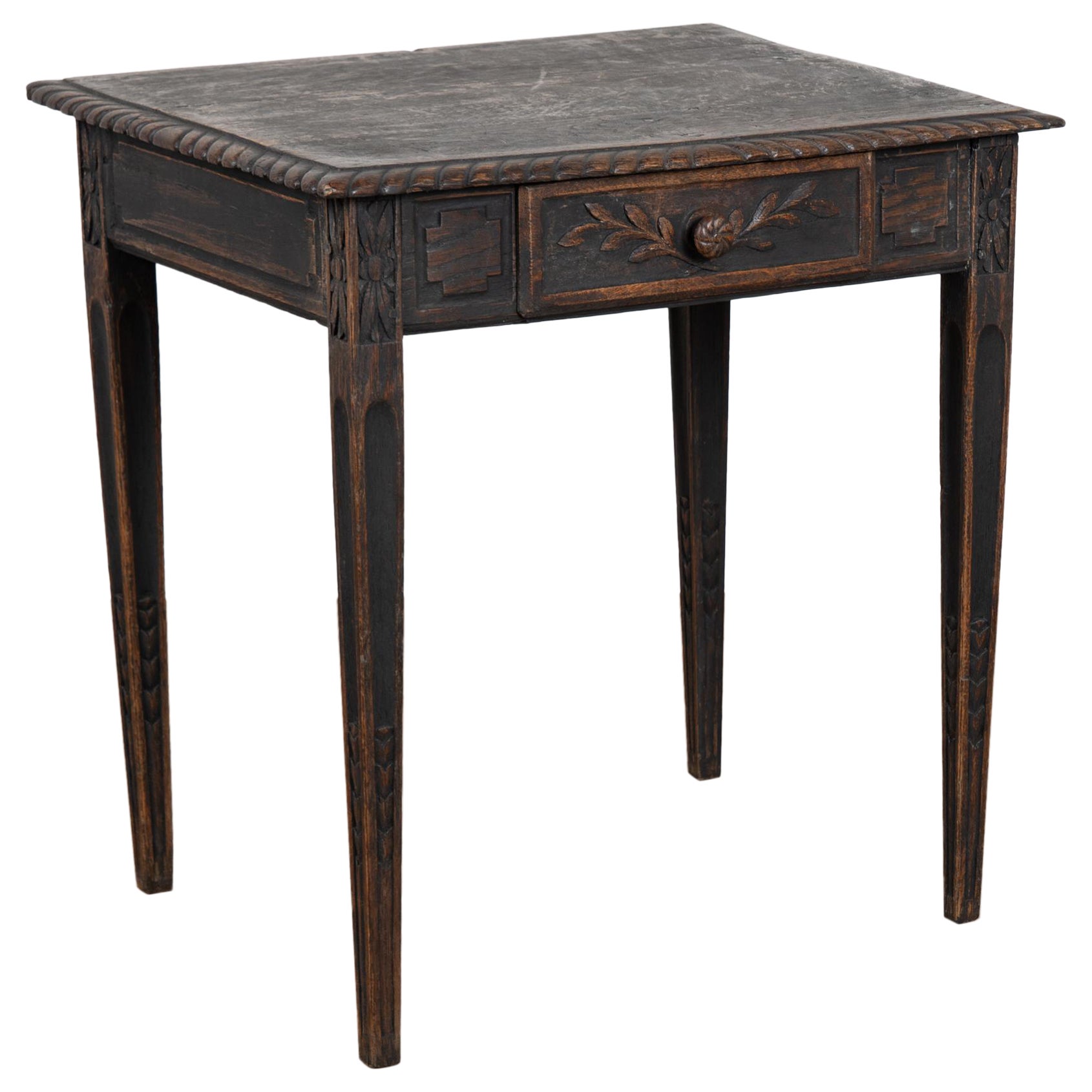 Early 19th Century Black Swedish Oak Side Table with Drawer For Sale at ...