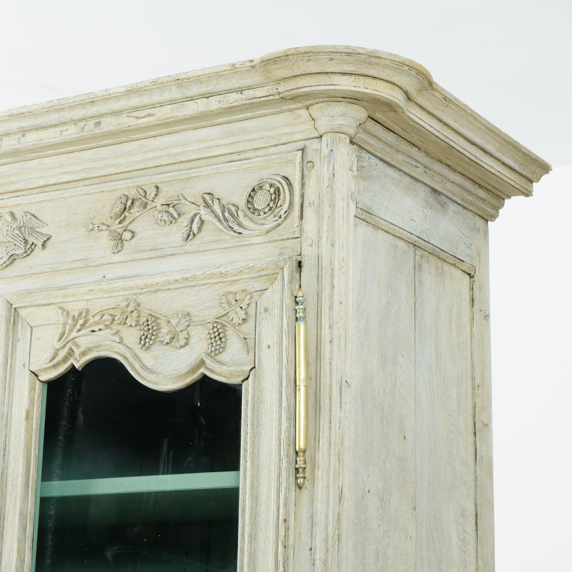 Glass Early 19th Century Bleached Oak Vitrine Cupboard