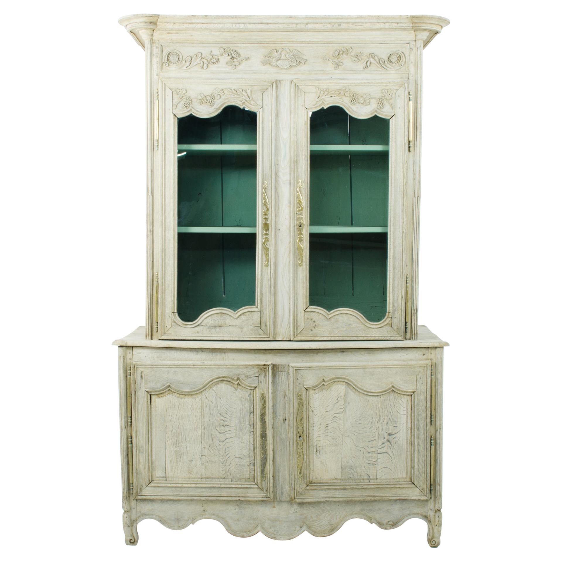 Early 19th Century Bleached Oak Vitrine Cupboard