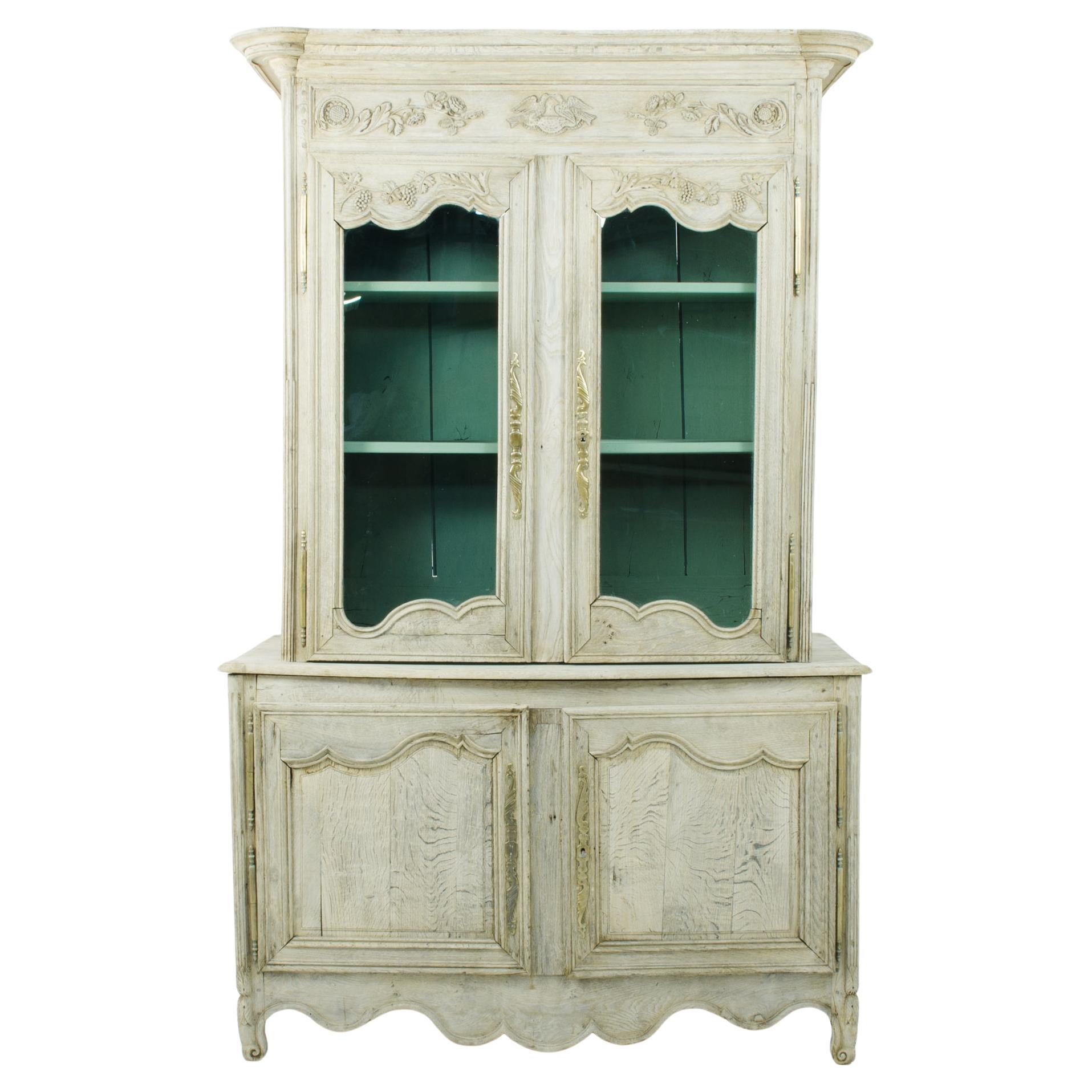 Early 19th Century Bleached Oak Vitrine Cupboard