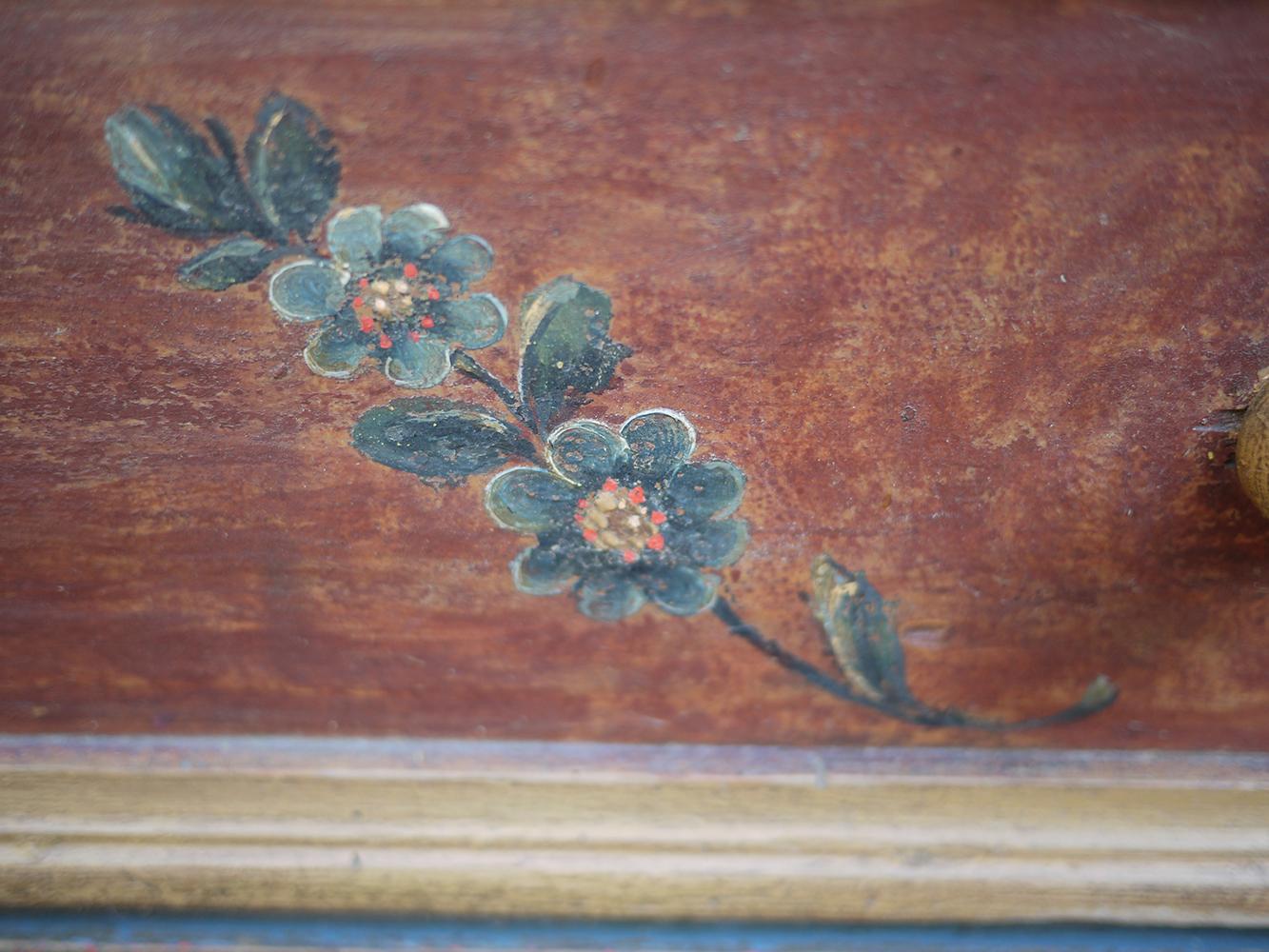 Early 19th Century Blue Painted Floral Wardrobe 3