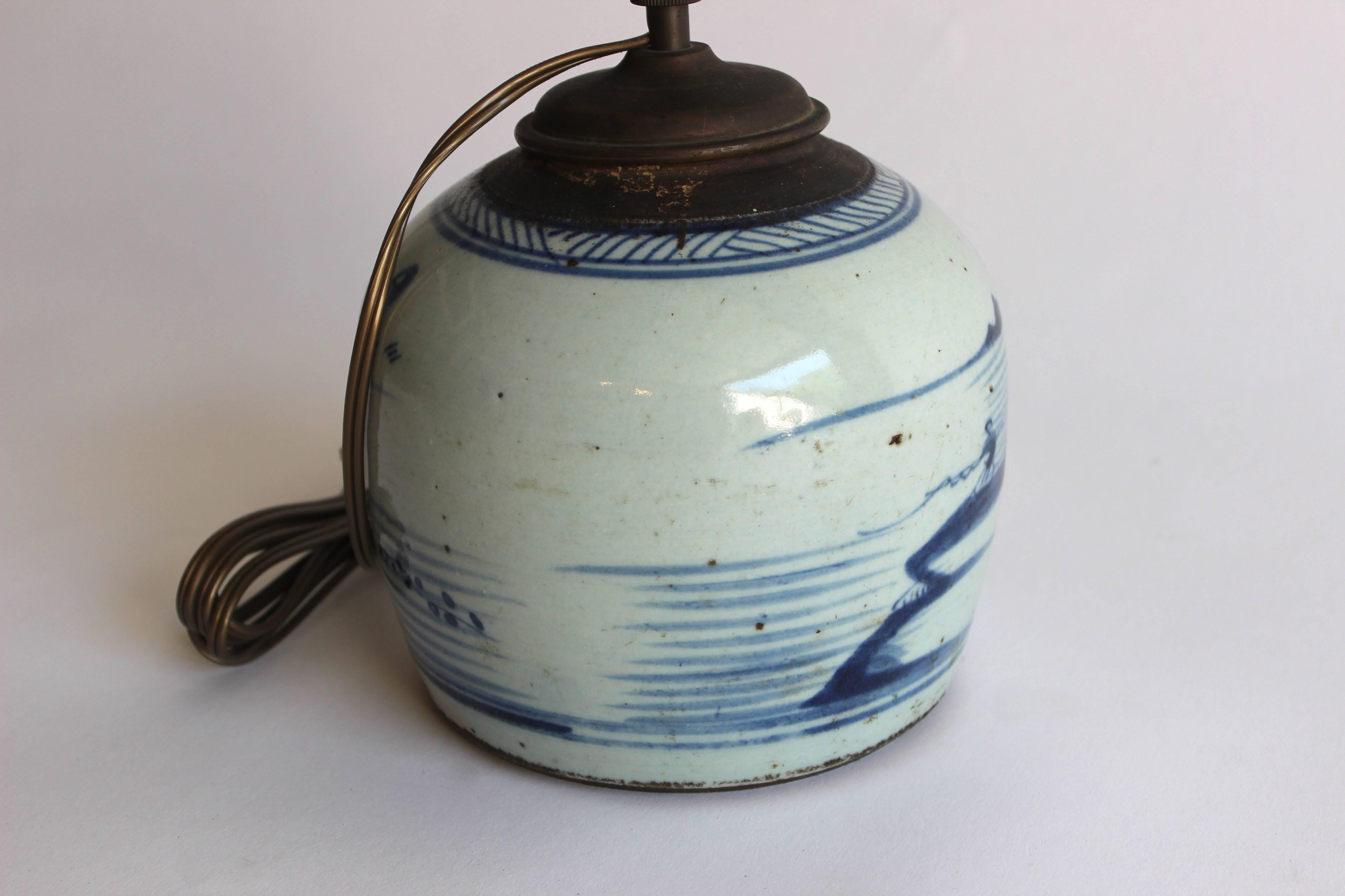 Early 19th Century Blue and White Canton Table Lamp 1