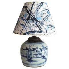Early 19th Century Blue and White Canton Table Lamp