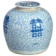 Early 19th Century Blue and White Chinese Porcelain Vase and Cover