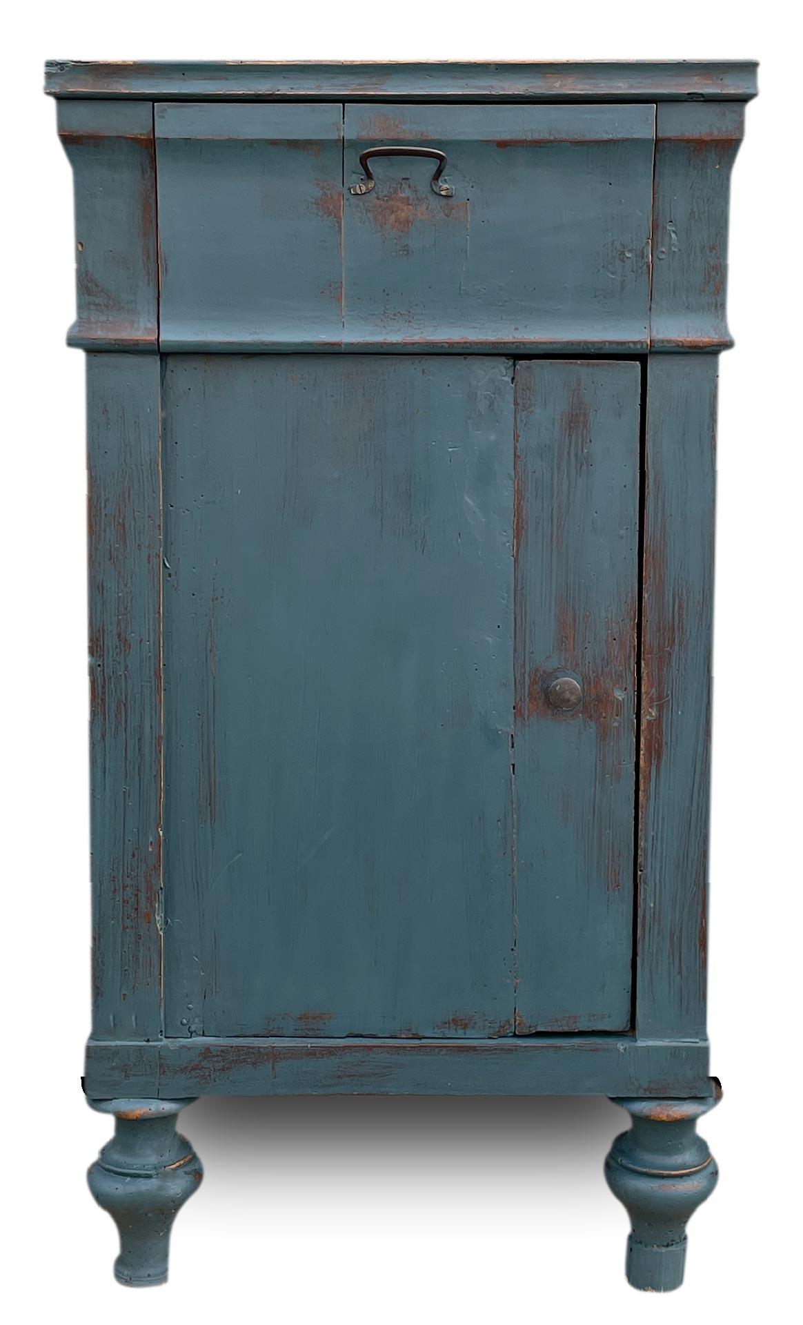 Nutwood Early 19th Century Blue Italian Bedside Table  For Sale
