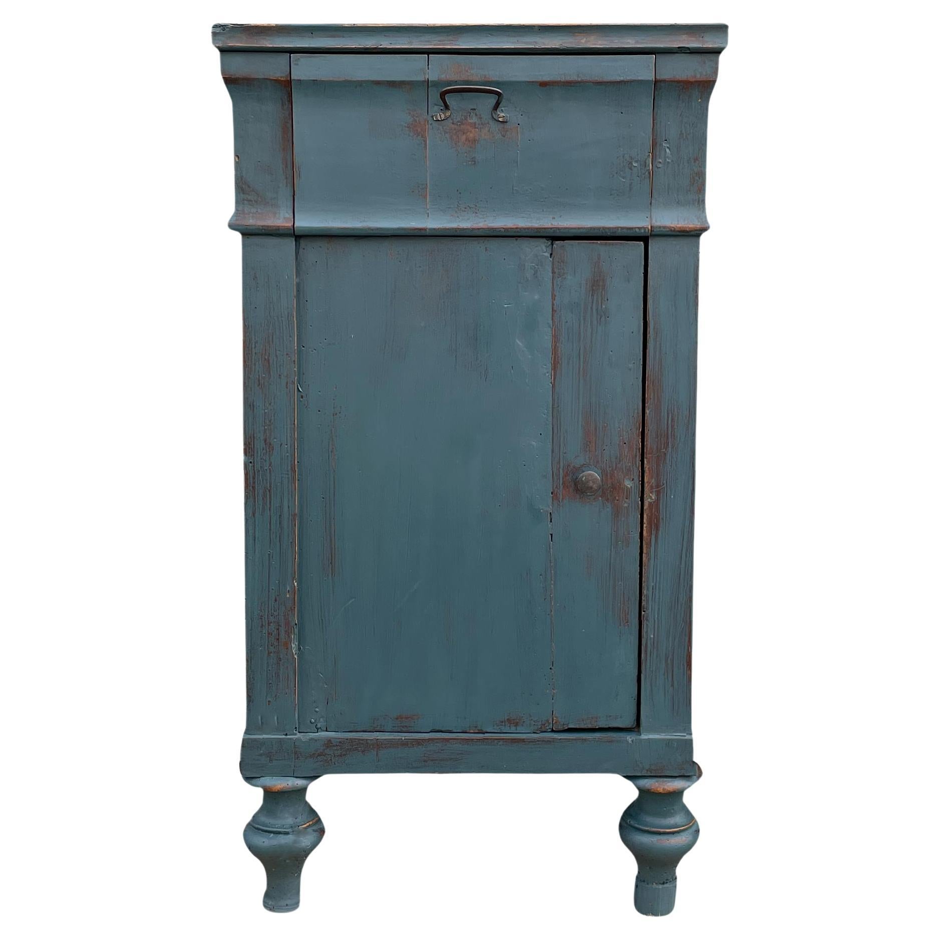 Early 19th Century Blue Italian Bedside Table 