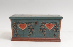 Early 19th Century Blue Swedish Pine Chest