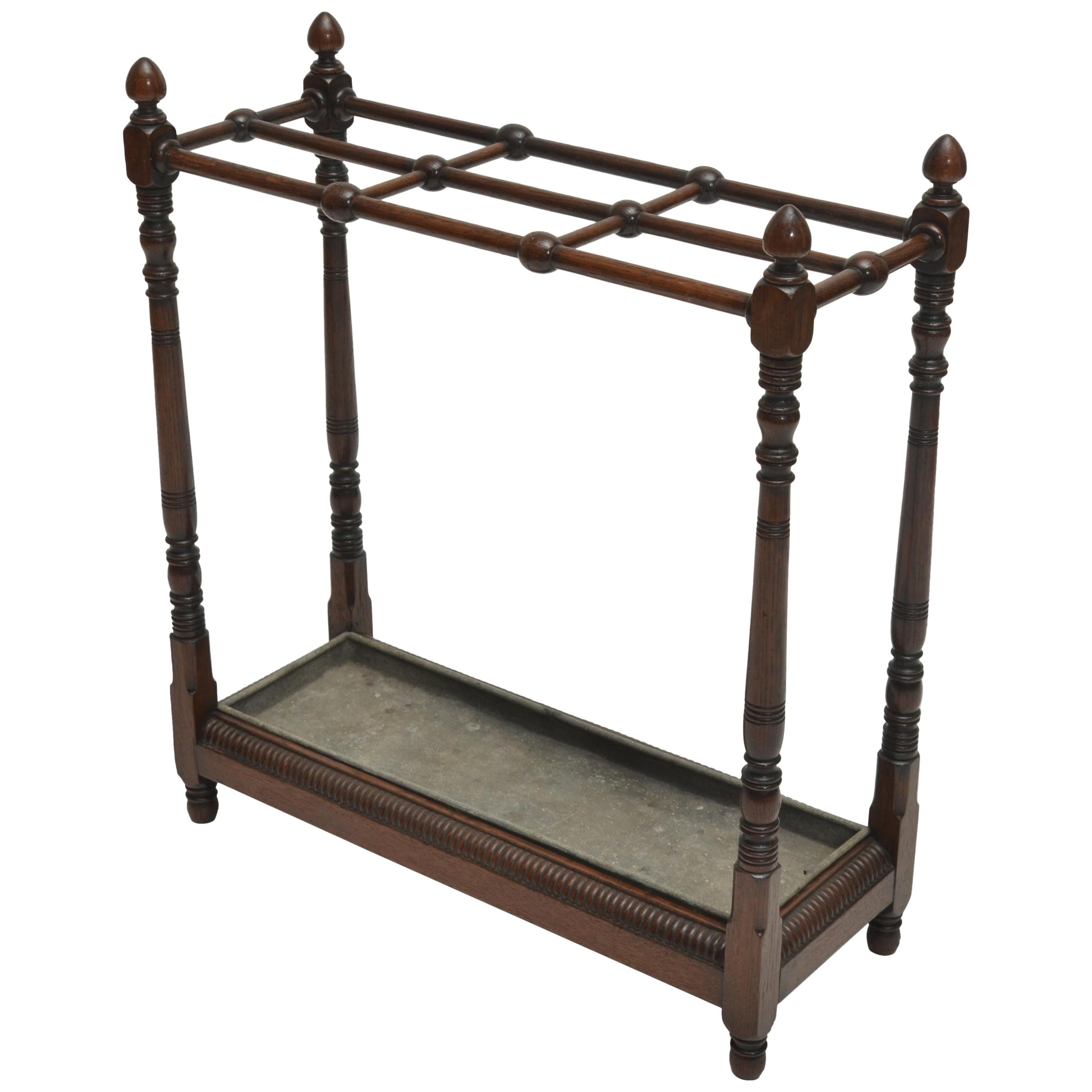 Early 19th Century Bobbin Oak Umbrella Stand, England, circa 1840 For Sale