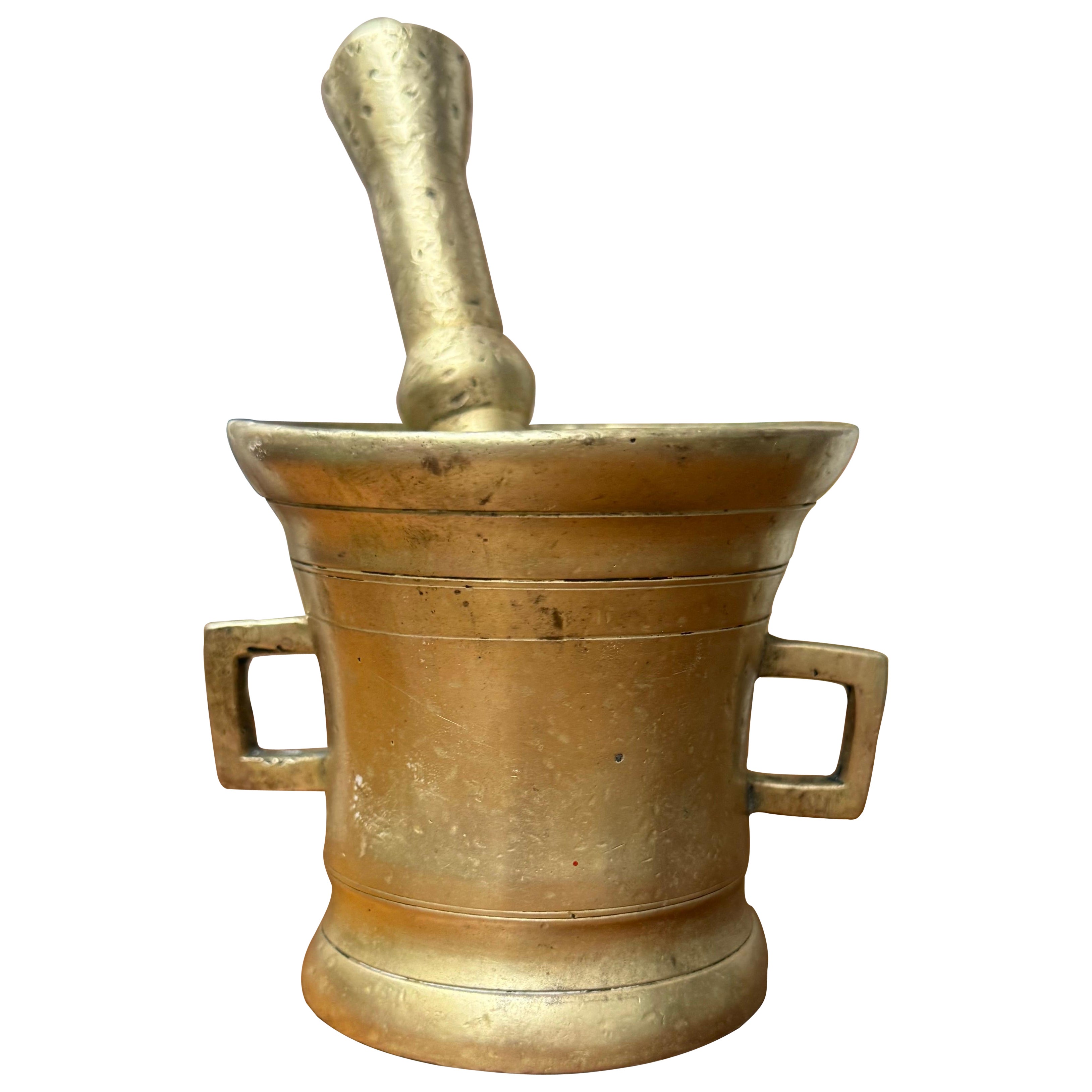 Early 19th Century Brass Apothecary Mortar & Pestle, Continental Circa 1820