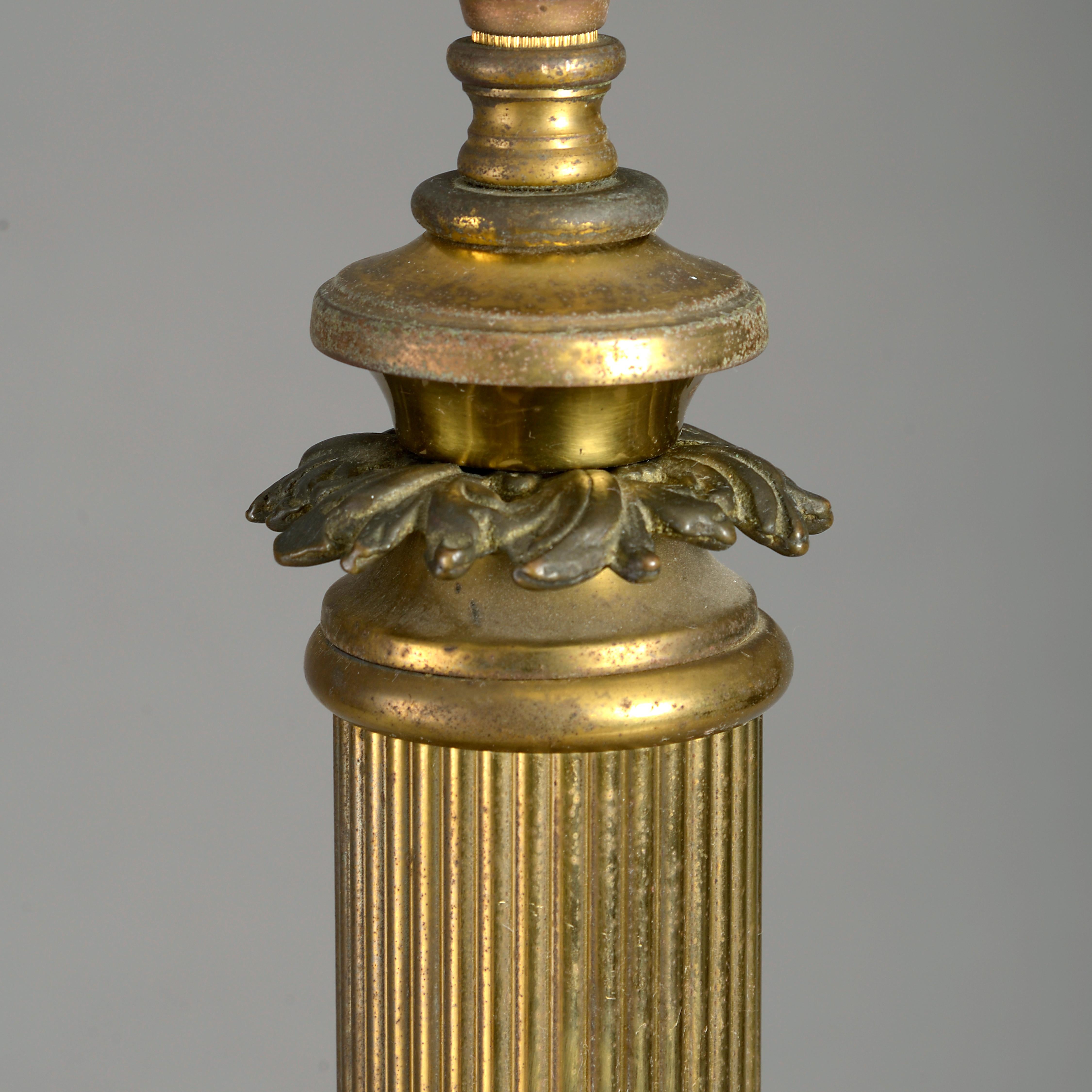 Empire Early 19th Century Brass Column Lamp