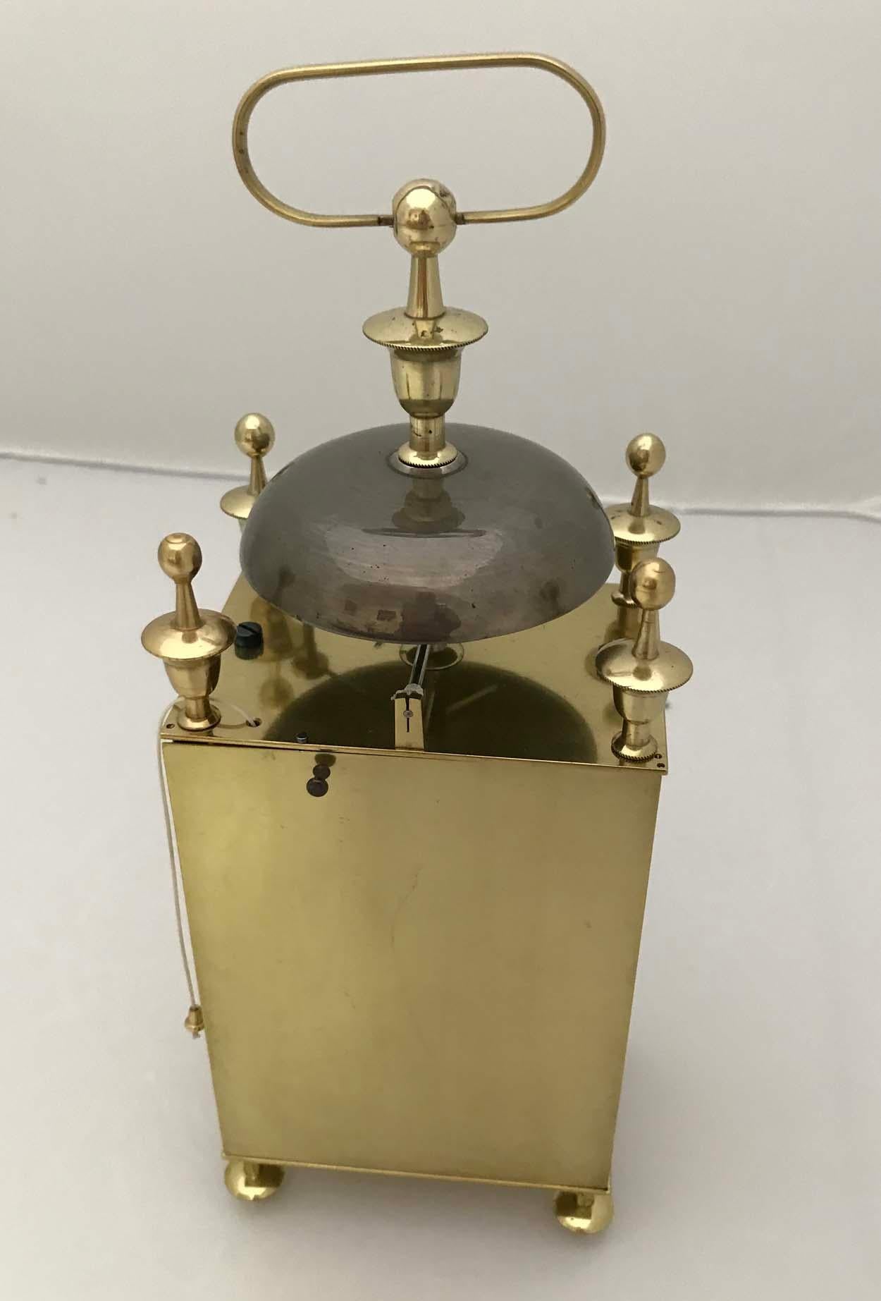 Enamel French Capucine Officers Travel Clock, circa 1820 For Sale