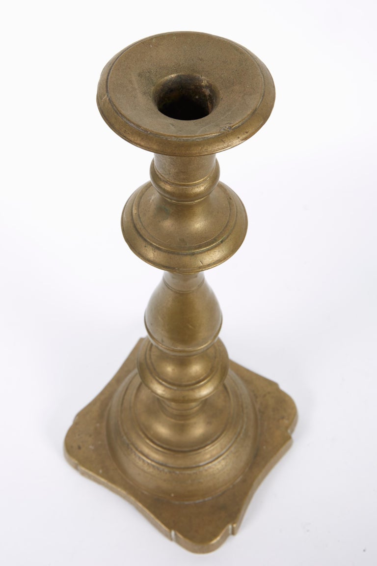 Early 19th Century Polish Brass Shabbat Candlesticks For Sale at 1stDibs