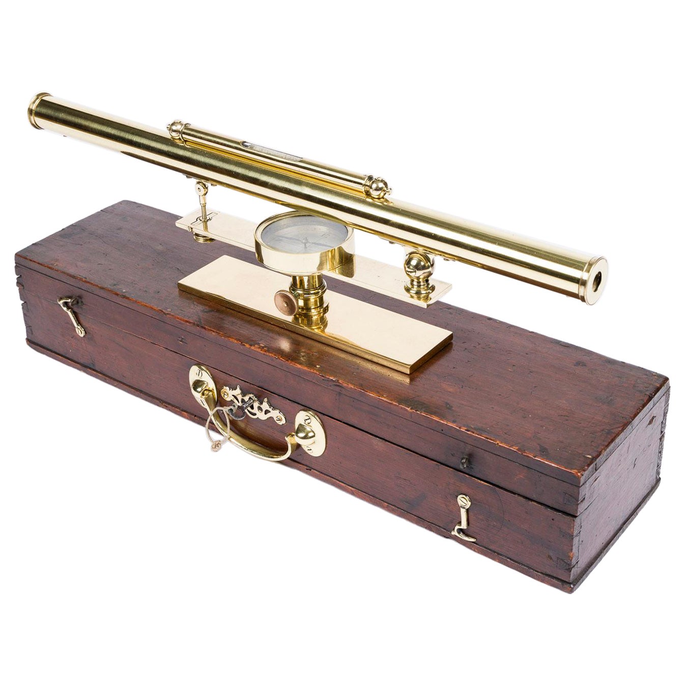 Early 19th century brass surveyor's level with compass